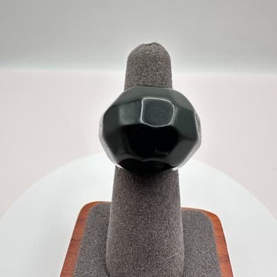 Vintage Y2K Black Lucite Faceted Chunky Dome Ring Classic Jewelry
