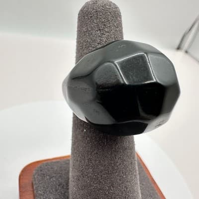 Vintage Y2K Black Lucite Faceted Chunky Dome Ring Classic Jewelry - Thumbnail 5