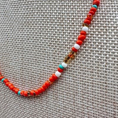 Vintage Y2K Silver Tone Seed Beaded Necklace Women's Classic Fashion Jewelry - Thumbnail 4