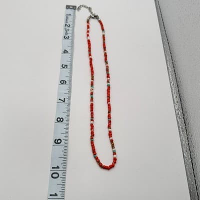 Vintage Y2K Silver Tone Seed Beaded Necklace Women's Classic Fashion Jewelry - Thumbnail 8