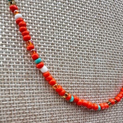 Vintage Y2K Silver Tone Seed Beaded Necklace Women's Classic Fashion Jewelry - Thumbnail 3