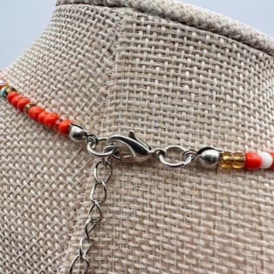Vintage Y2K Silver Tone Seed Beaded Necklace Women's Classic Fashion Jewelry - Thumbnail 7