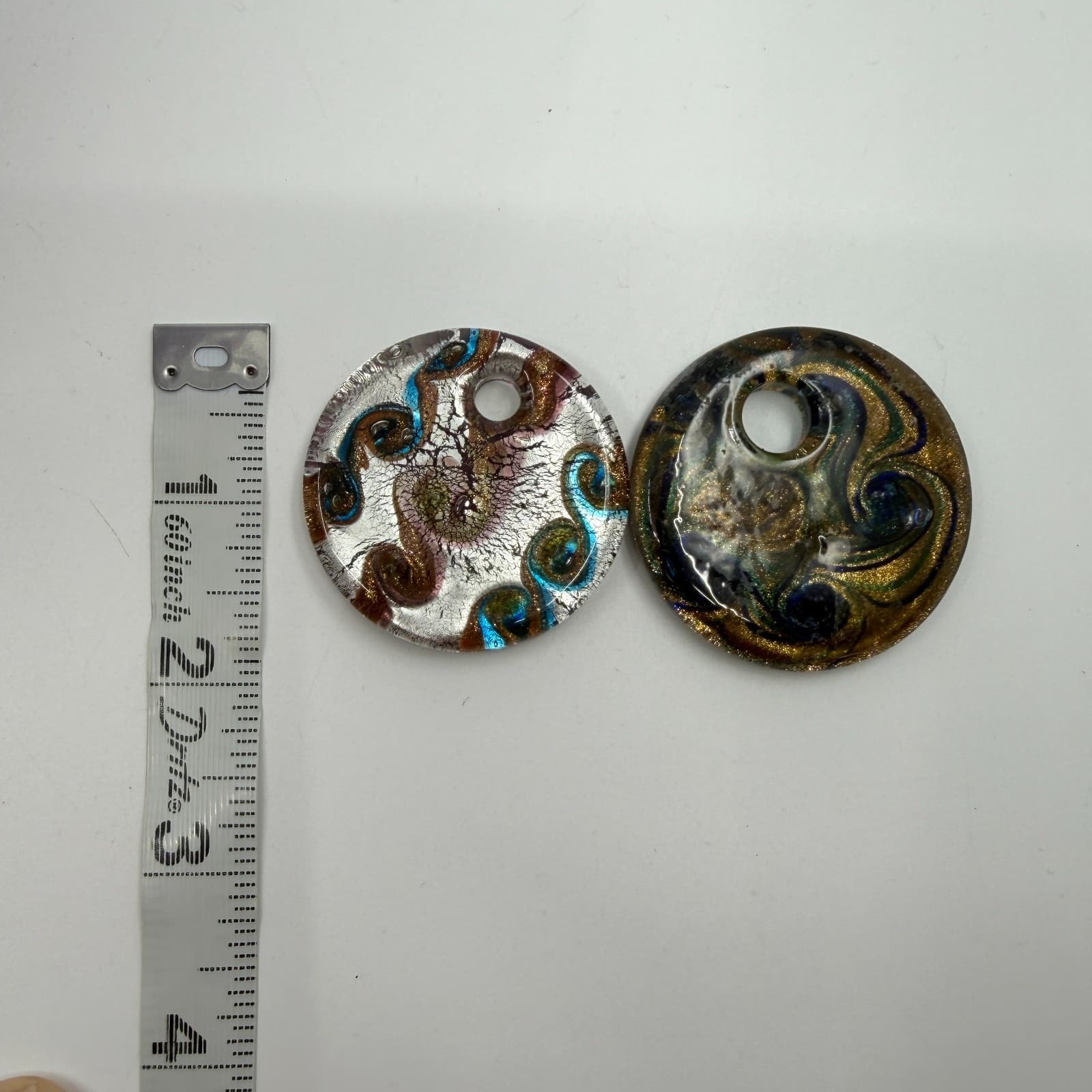 Murano Style Art Glass Pendant Lot Mixed Shapes Millefiori Statement Gift Y2K - Thumbnail 10