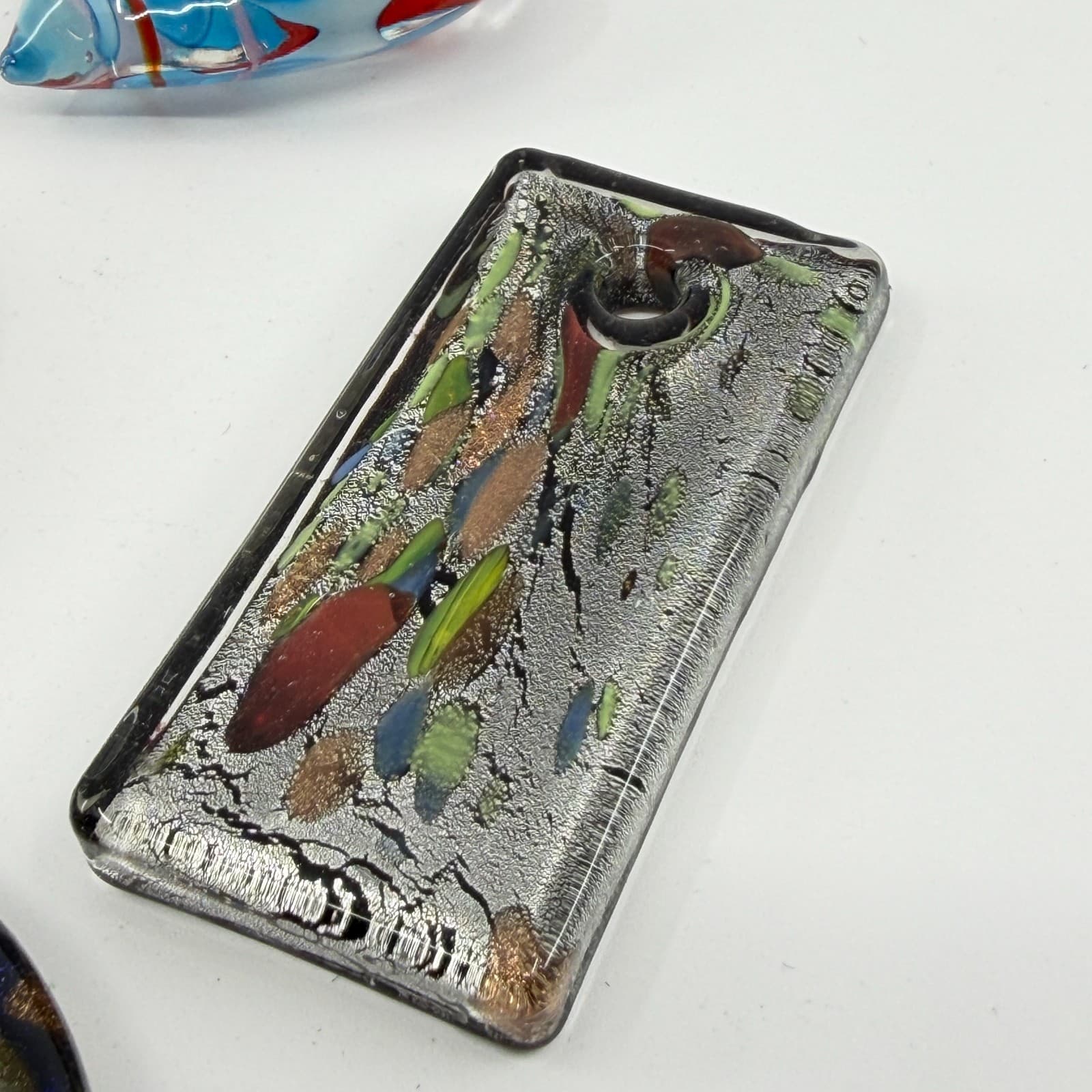 Murano Style Art Glass Pendant Lot Mixed Shapes Millefiori Statement Gift Y2K - Thumbnail 5