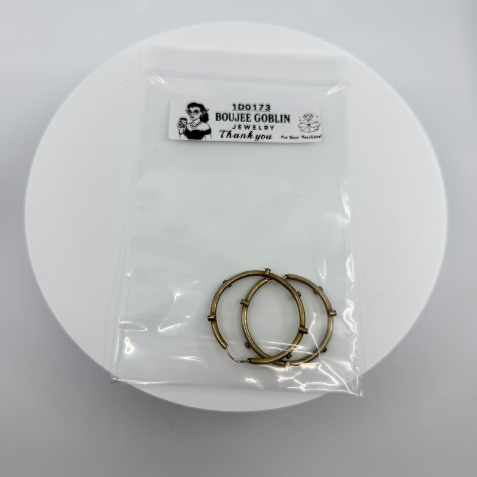 Minimalist Gold Tone Textured Rhinestone Hoop Earrings Cottagecore Statement Y2K - Thumbnail 9