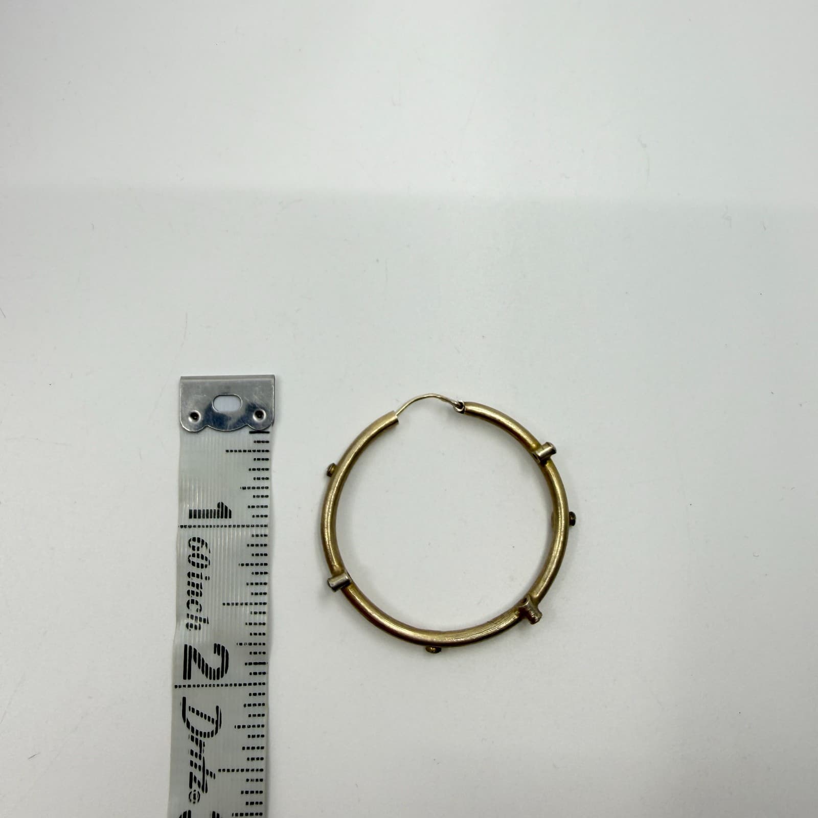 Minimalist Gold Tone Textured Rhinestone Hoop Earrings Cottagecore Statement Y2K - Thumbnail 8
