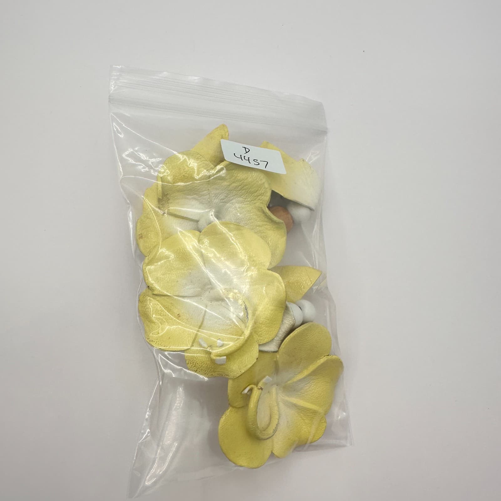 Vintage 80s Cord Wooden Beaded Yellow Leather Floral Necklace Women's Jewelry - Thumbnail 9