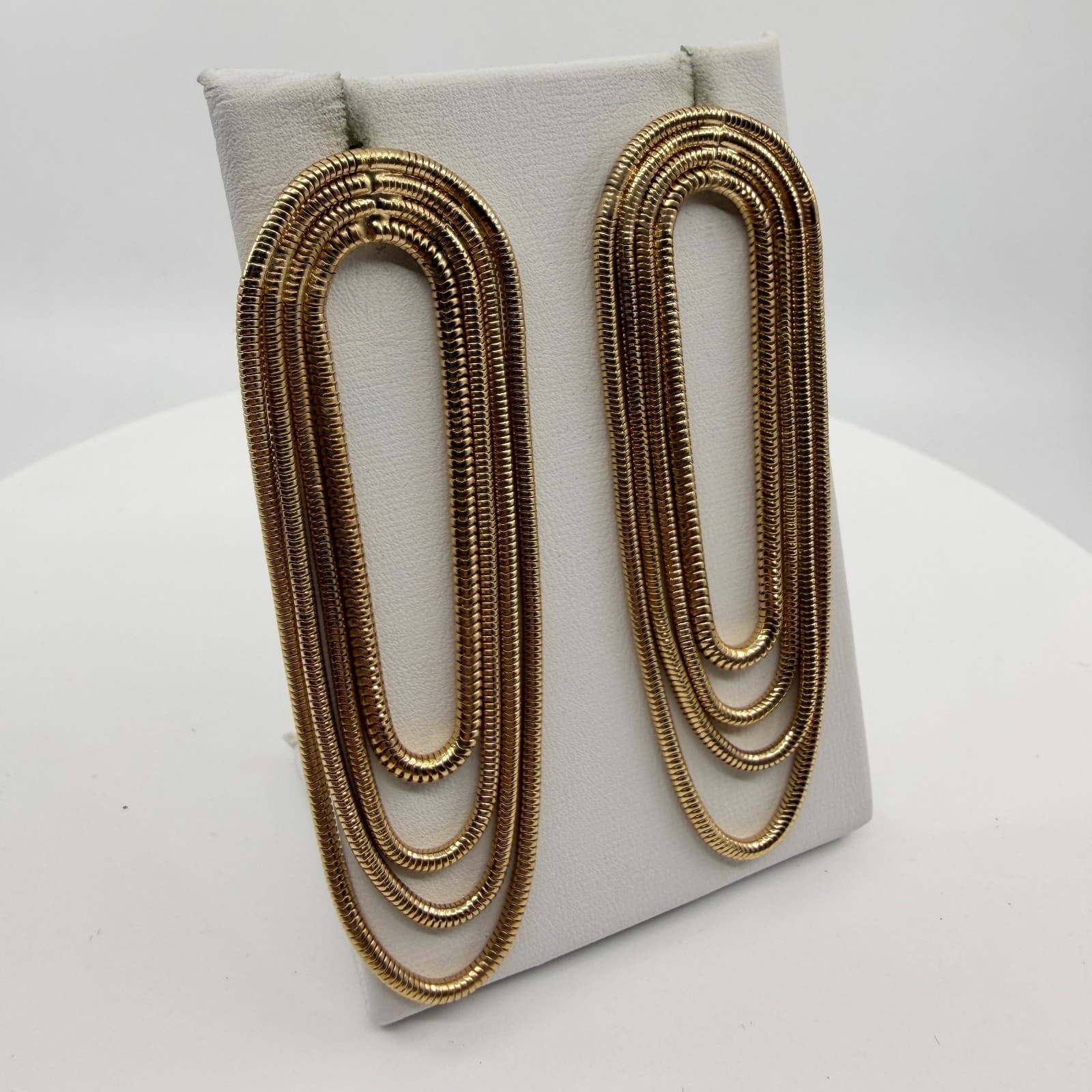 Chunky Gold Multi Strand Snake Chain Drop Earrings Statement Boho Festival Gift - Thumbnail 2
