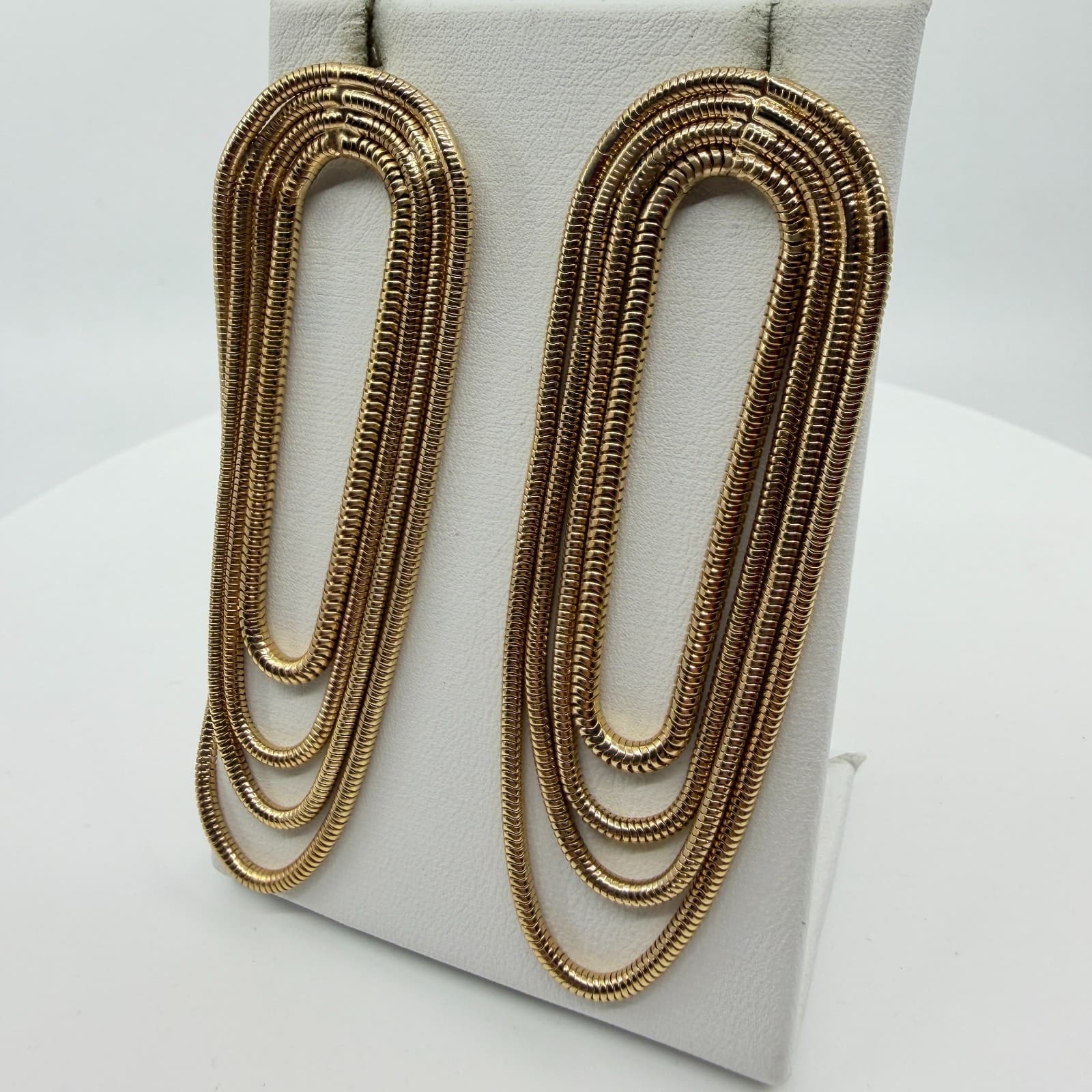 Chunky Gold Multi Strand Snake Chain Drop Earrings Statement Boho Festival Gift - Thumbnail 4