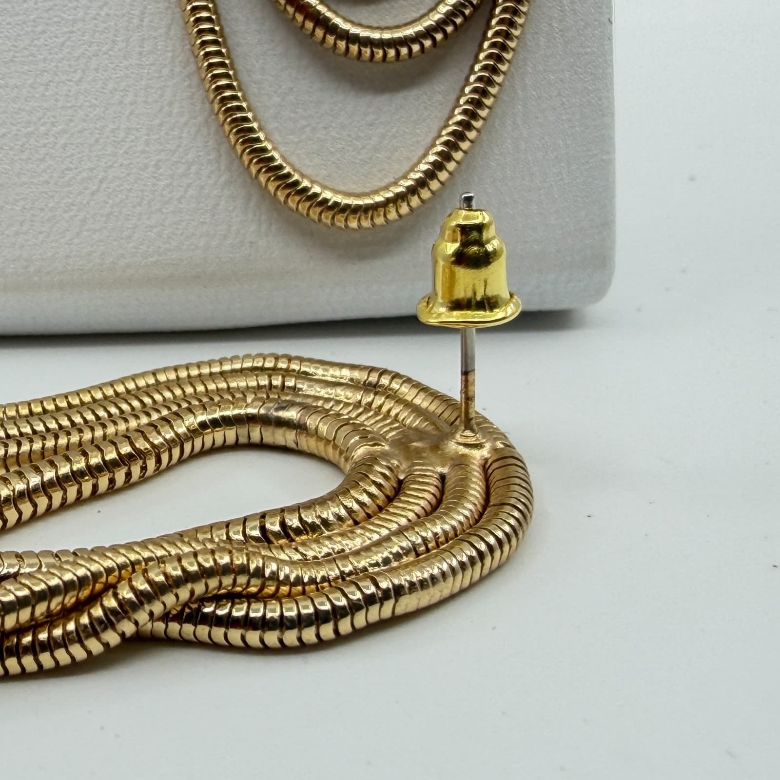 Chunky Gold Multi Strand Snake Chain Drop Earrings Statement Boho Festival Gift - Thumbnail 10