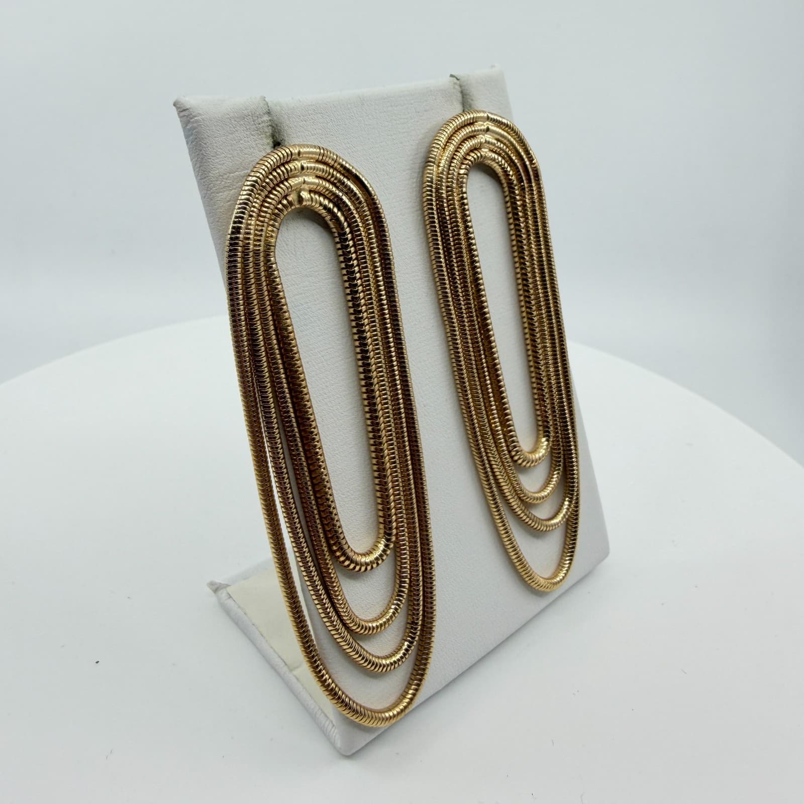 Chunky Gold Multi Strand Snake Chain Drop Earrings Statement Boho Festival Gift - Thumbnail 8