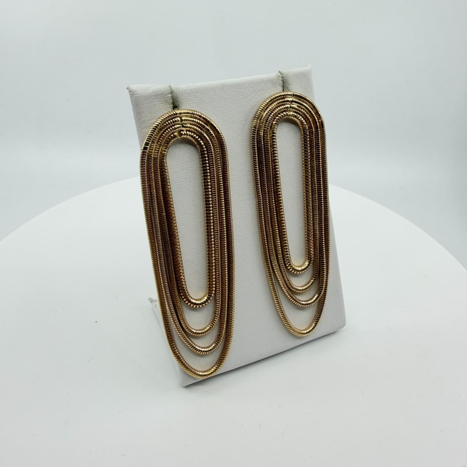 Chunky Gold Multi Strand Snake Chain Drop Earrings Statement Boho Festival Gift - Thumbnail 3