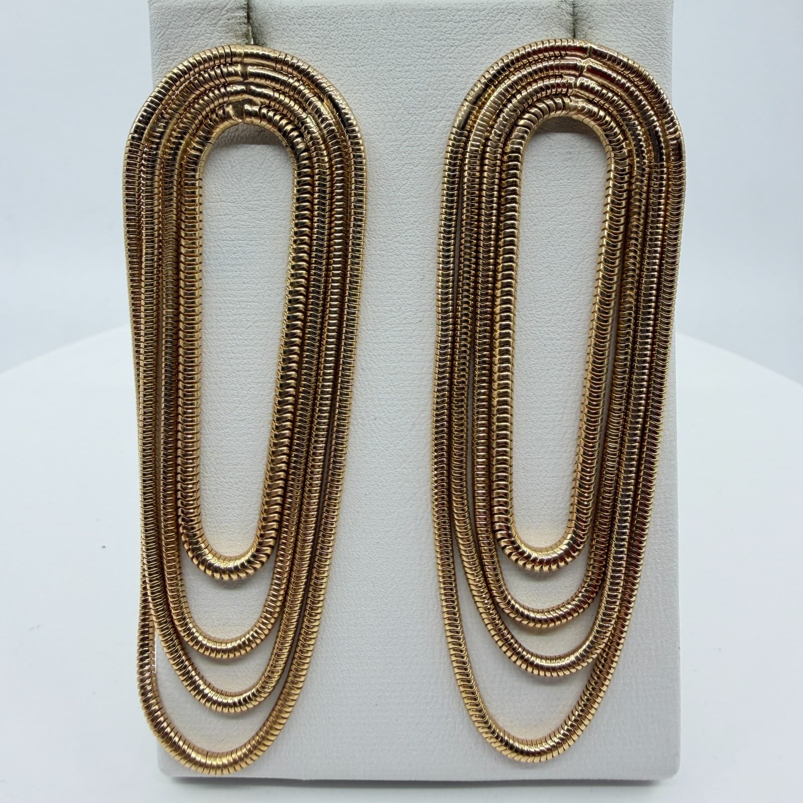 Chunky Gold Multi Strand Snake Chain Drop Earrings Statement Boho Festival Gift - Thumbnail 6