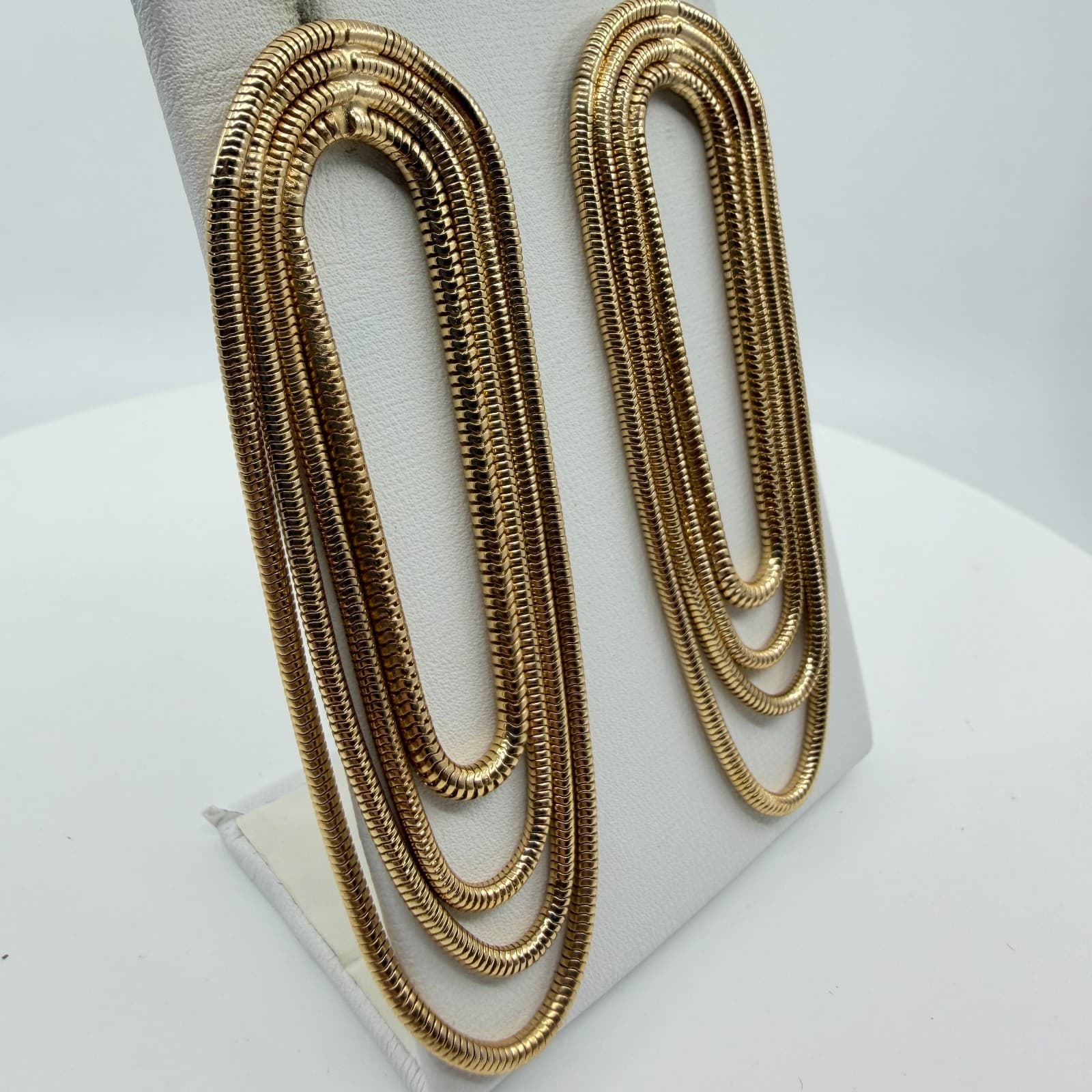 Chunky Gold Multi Strand Snake Chain Drop Earrings Statement Boho Festival Gift - Thumbnail 7