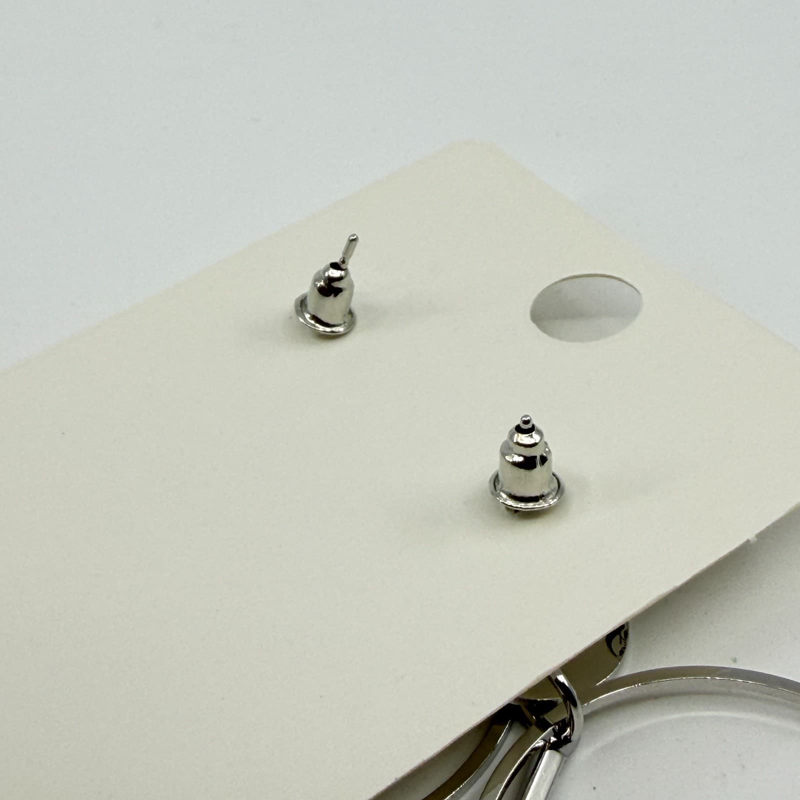 Minimalist Silver Tone Geometric Hoop Drop Earrings Celestial Gothic Statement - Thumbnail 7