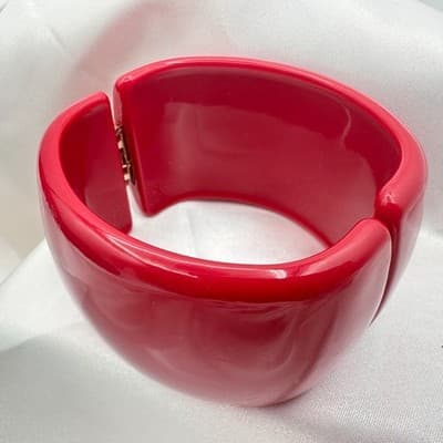 Vintage Y2K Pink Chunky Wide Bracelet Statement Women's Classic Fashion Jewelry - Thumbnail 6