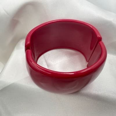 Vintage Y2K Pink Chunky Wide Bracelet Statement Women's Classic Fashion Jewelry - Thumbnail 2