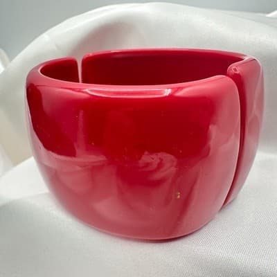 Vintage Y2K Pink Chunky Wide Bracelet Statement Women's Classic Fashion Jewelry - Thumbnail 4