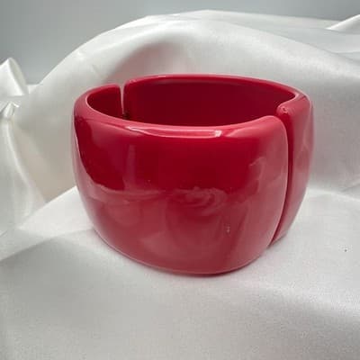 Vintage Y2K Pink Chunky Wide Bracelet Statement Women's Classic Fashion Jewelry - Thumbnail 5
