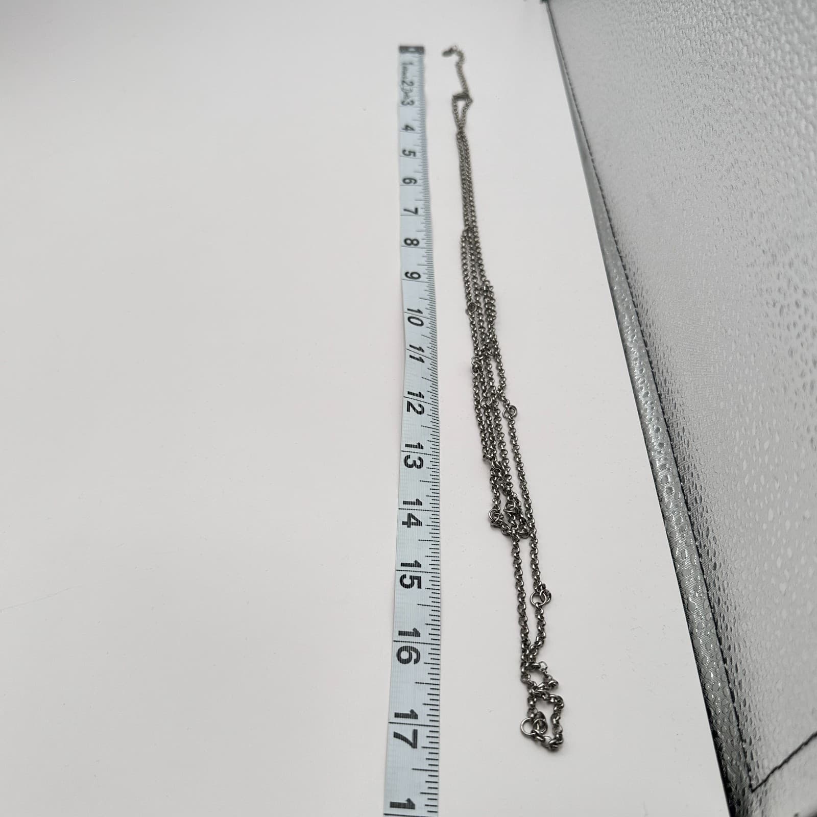 Vintage 90s Silver Tone Double Strand Rolo Chain Necklace Minimalist Jewelry Y2K - Thumbnail 7