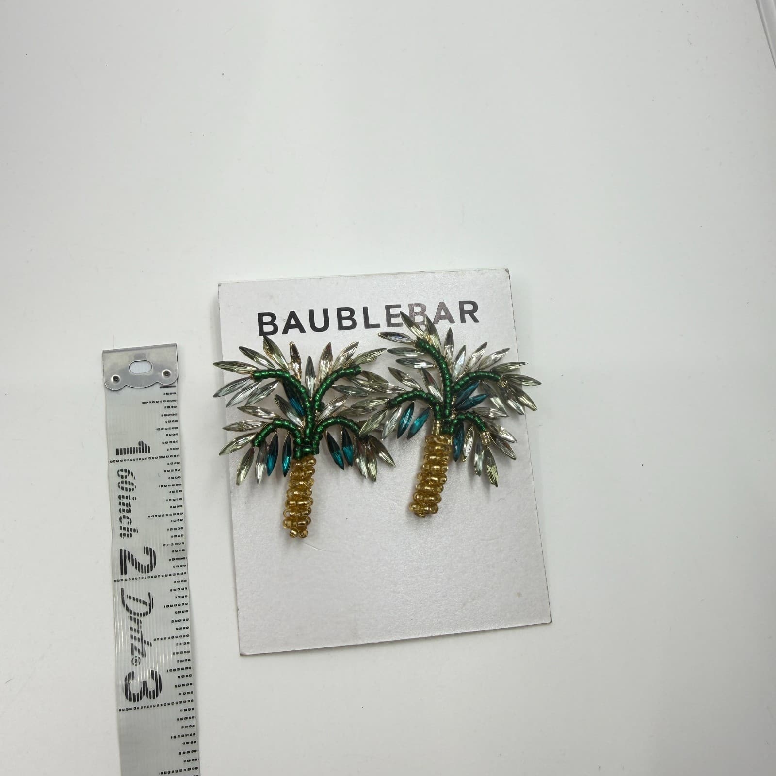 BaubleBar Palm Tree Crystal Beaded Statement Stud Earrings Tropical Boho Gift - Thumbnail 7