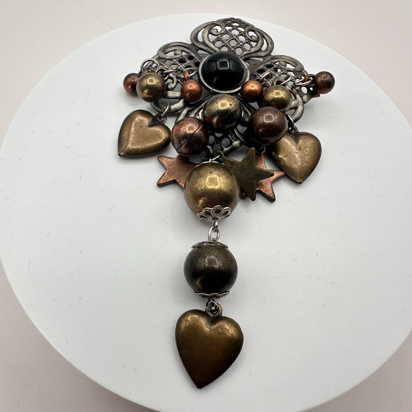 Vintage Y2K Dangle Beaded Charm Floral Brooch Pin Boho Women's Classic Jewelry