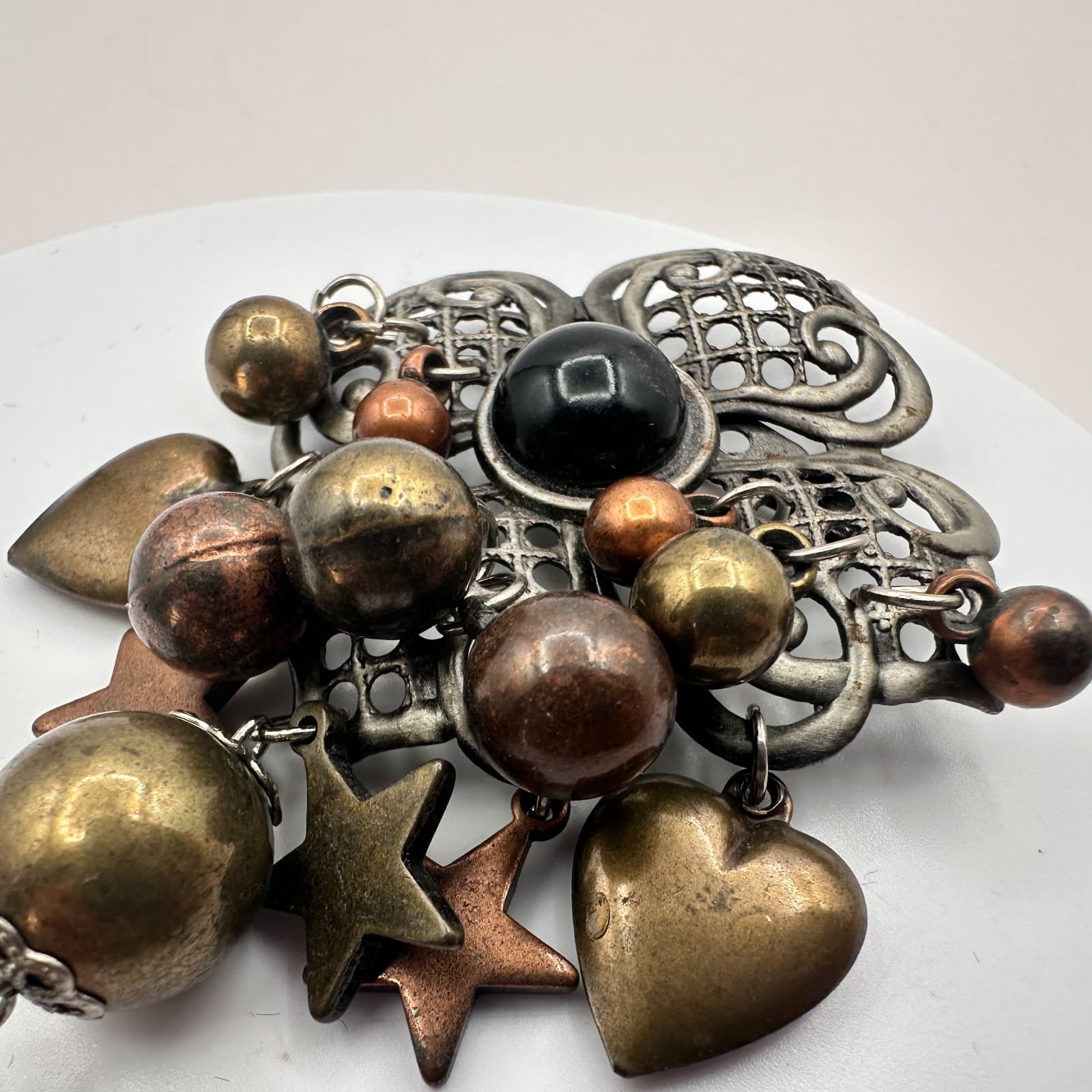 Vintage Y2K Dangle Beaded Charm Floral Brooch Pin Boho Women's Classic Jewelry - Thumbnail 7