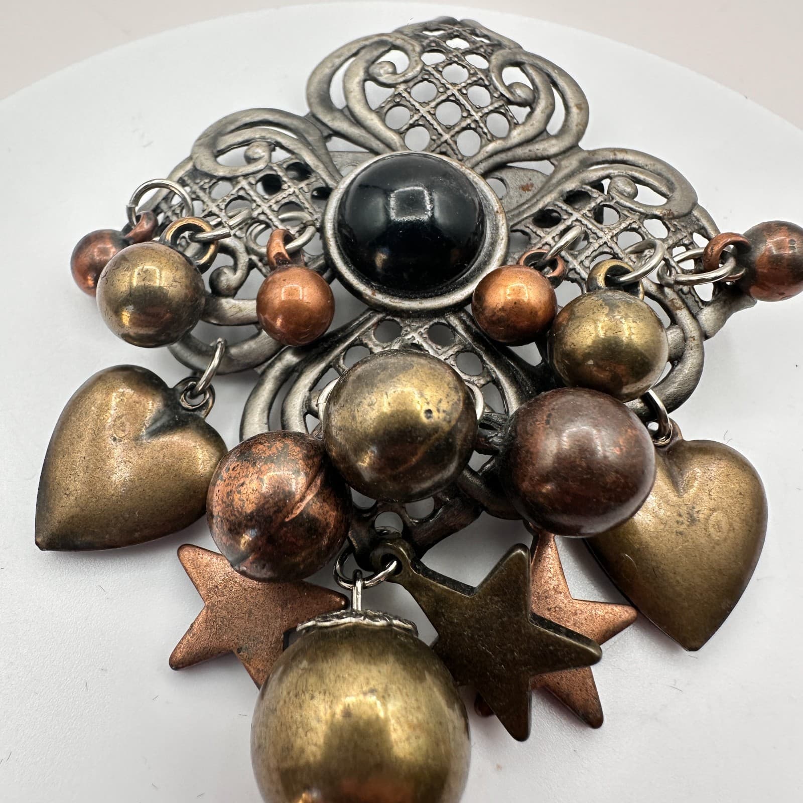 Vintage Y2K Dangle Beaded Charm Floral Brooch Pin Boho Women's Classic Jewelry - Thumbnail 5