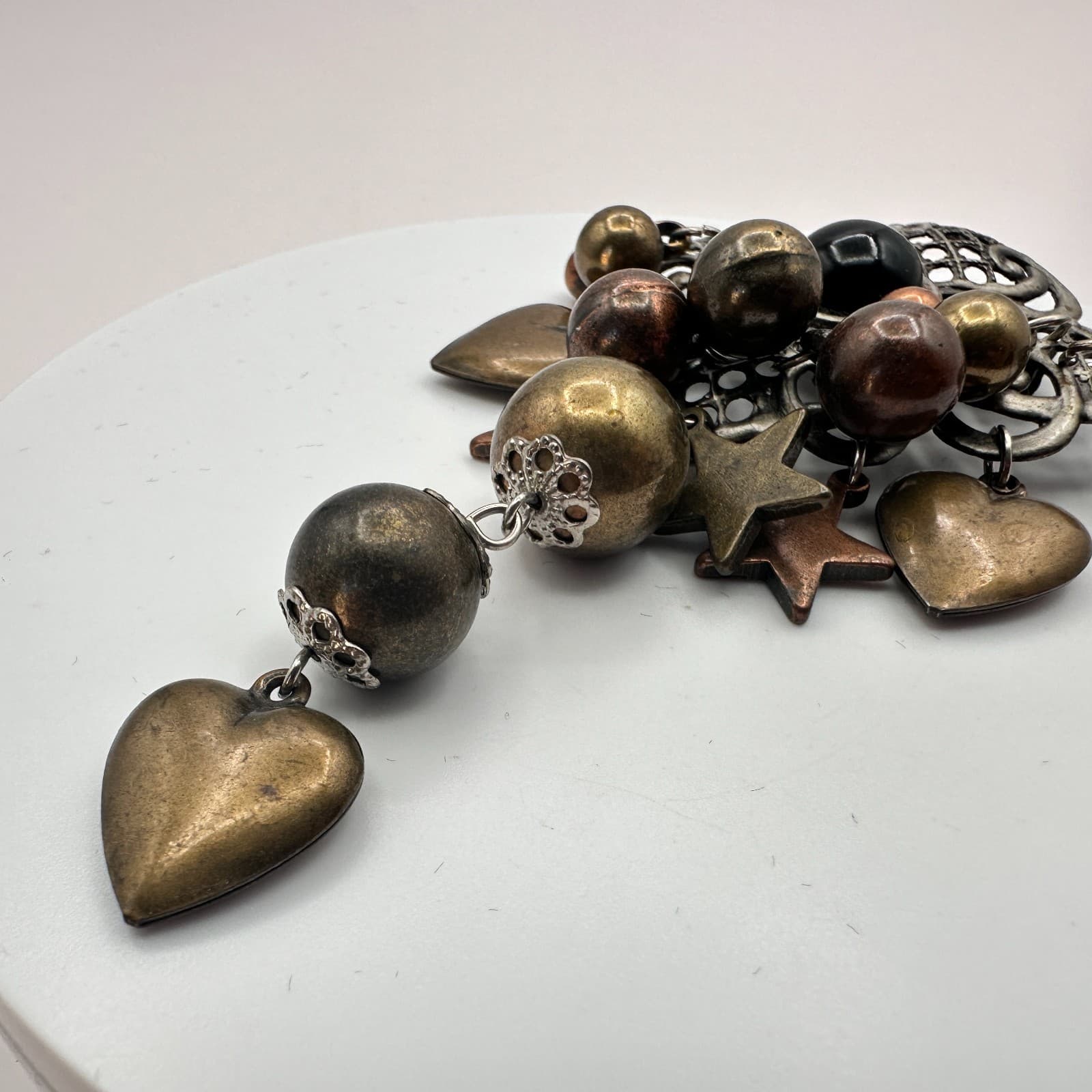 Vintage Y2K Dangle Beaded Charm Floral Brooch Pin Boho Women's Classic Jewelry - Thumbnail 6