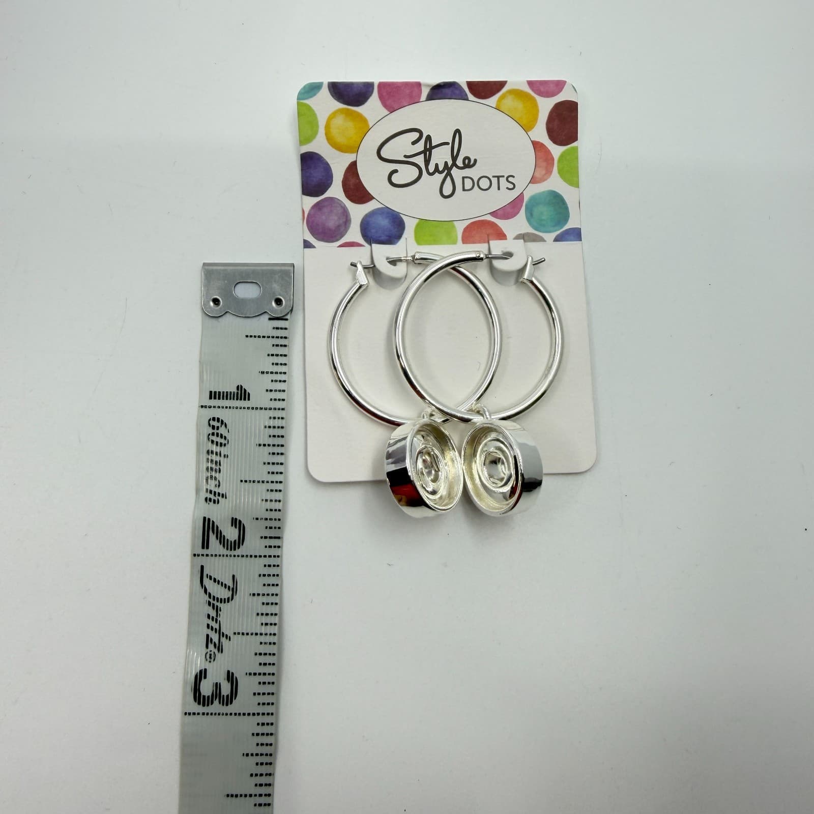 Style Dots Silver Tone Interchangeable Snap Hoop Earrings Minimalist Statement - Thumbnail 7