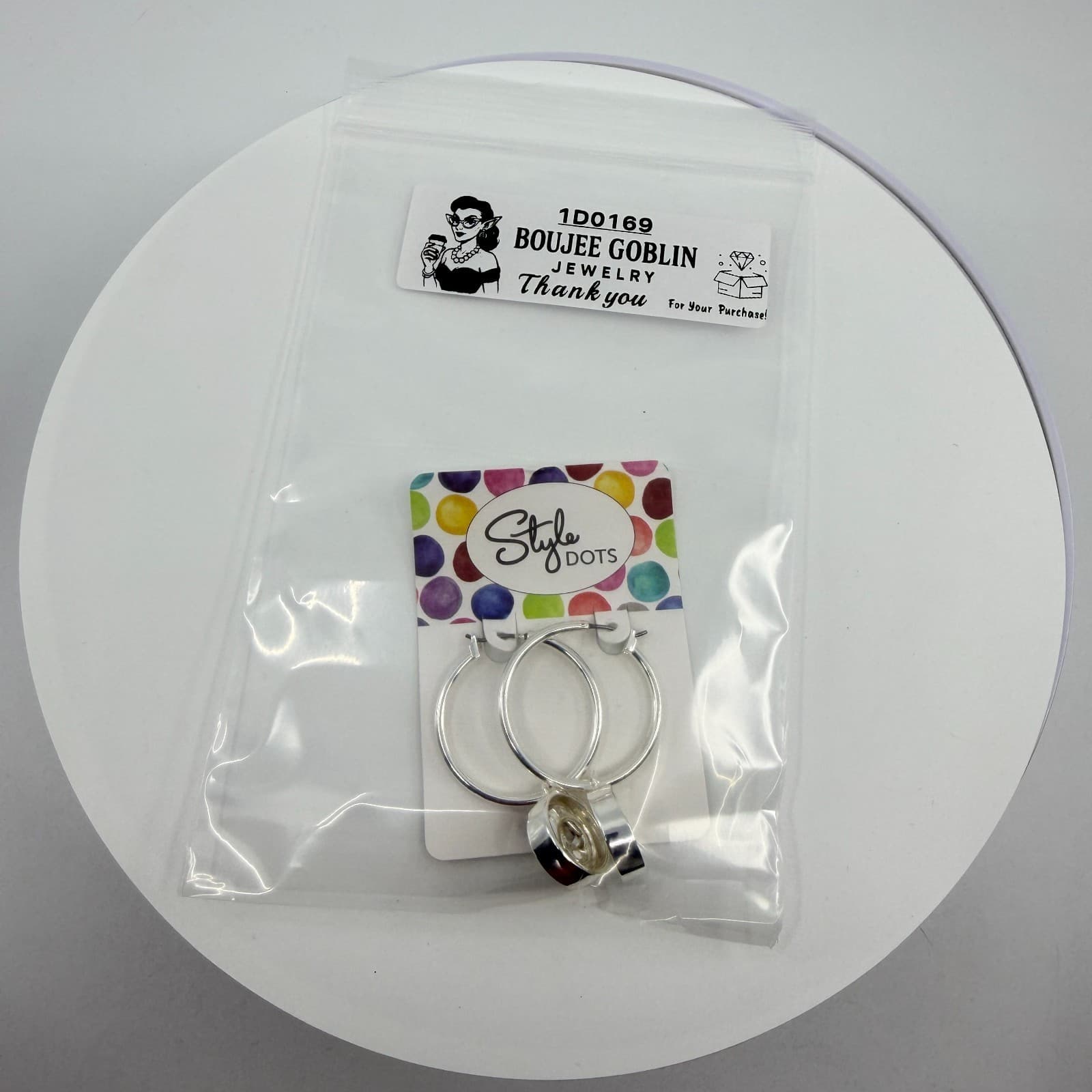 Style Dots Silver Tone Interchangeable Snap Hoop Earrings Minimalist Statement - Thumbnail 8