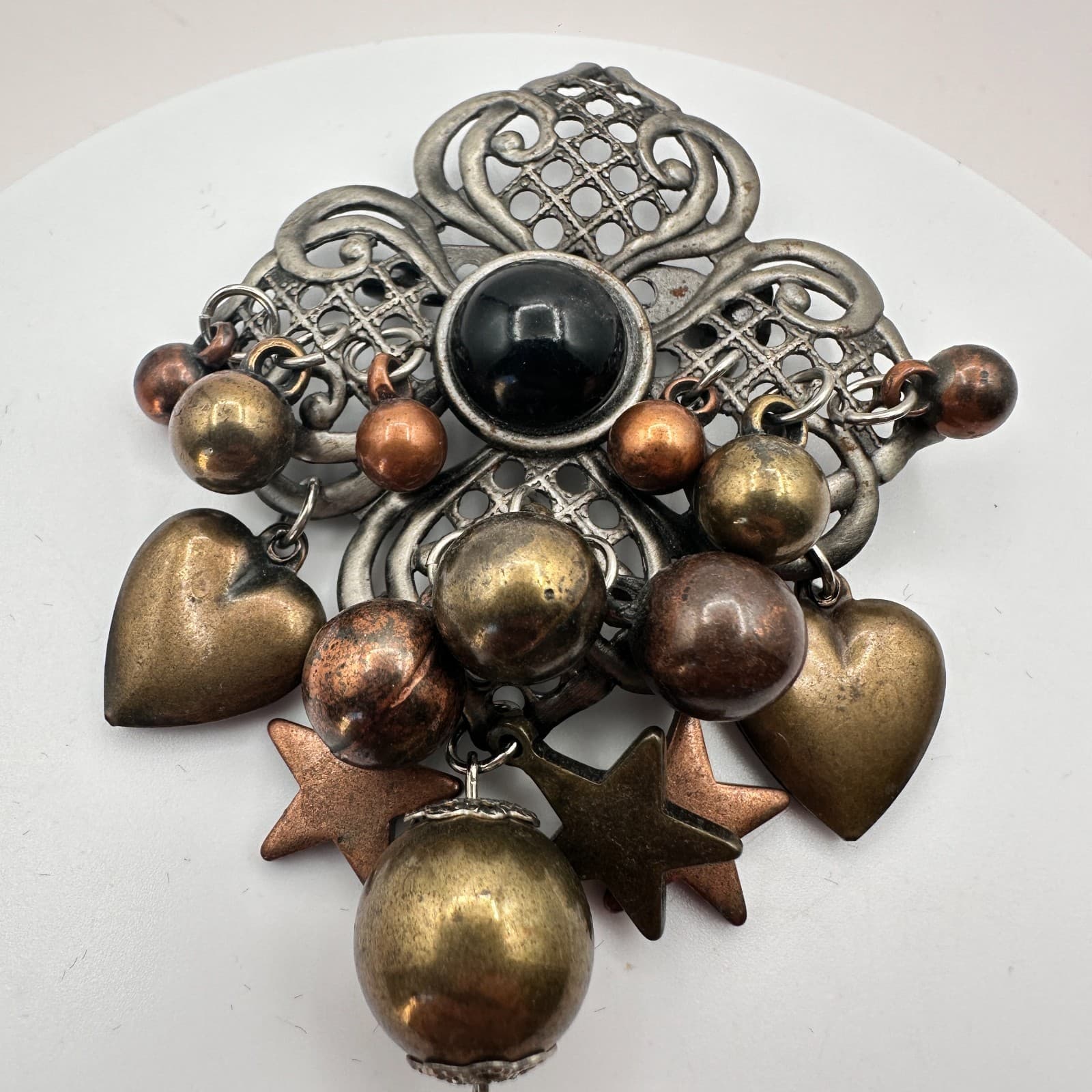 Vintage Y2K Dangle Beaded Charm Floral Brooch Pin Boho Women's Classic Jewelry - Thumbnail 4