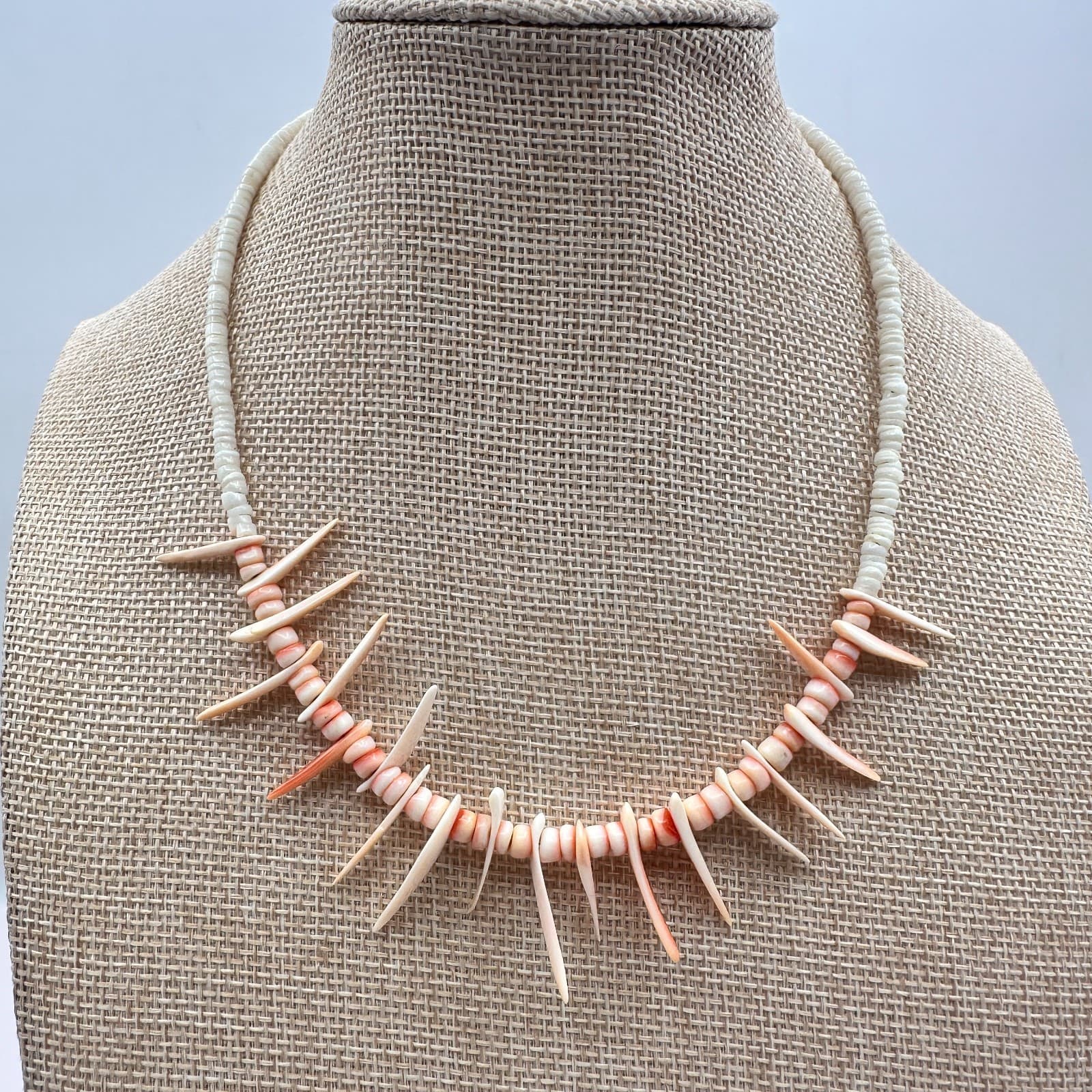 Vintage Y2K Shell Spike Heishe Beaded Necklace Boho Women's Classic Jewelry Boho - Thumbnail 2