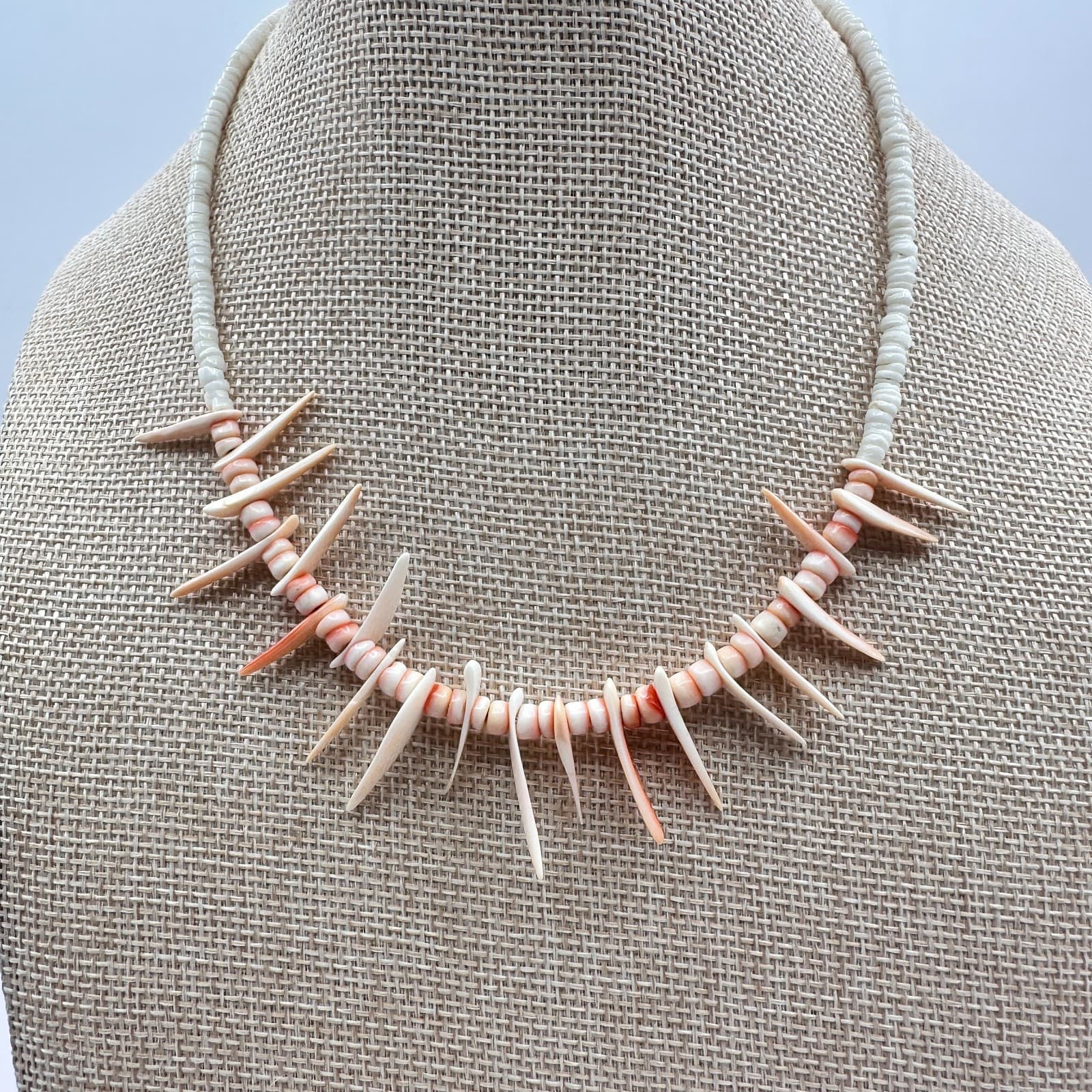 Vintage Y2K Shell Spike Heishe Beaded Necklace Boho Women's Classic Jewelry Boho - Thumbnail 5
