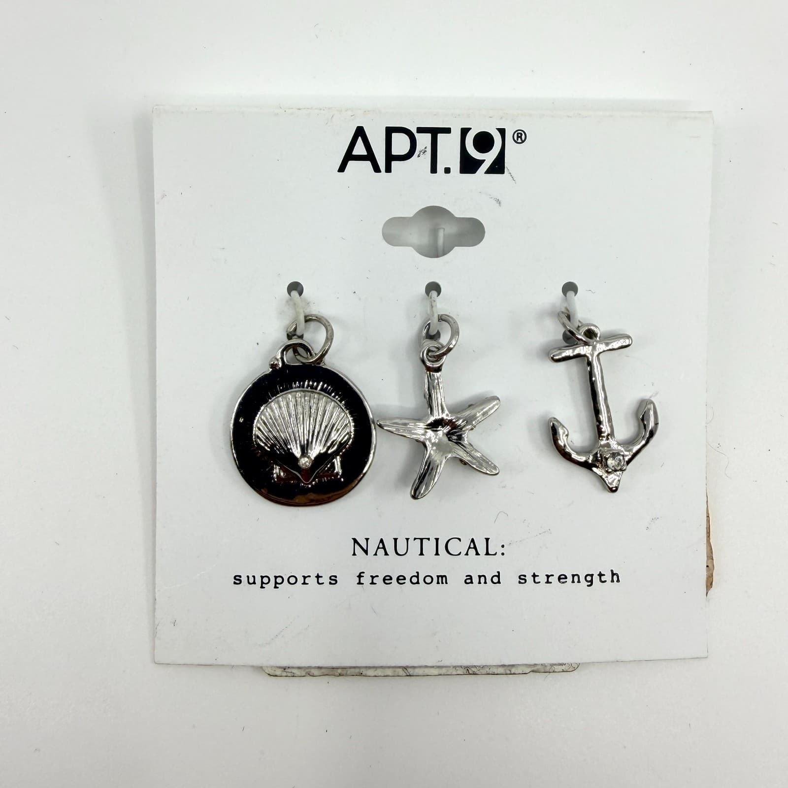 Apt 9 Silver Nautical Charm Set Shell Starfish Anchor Bohemian Christmas Gift