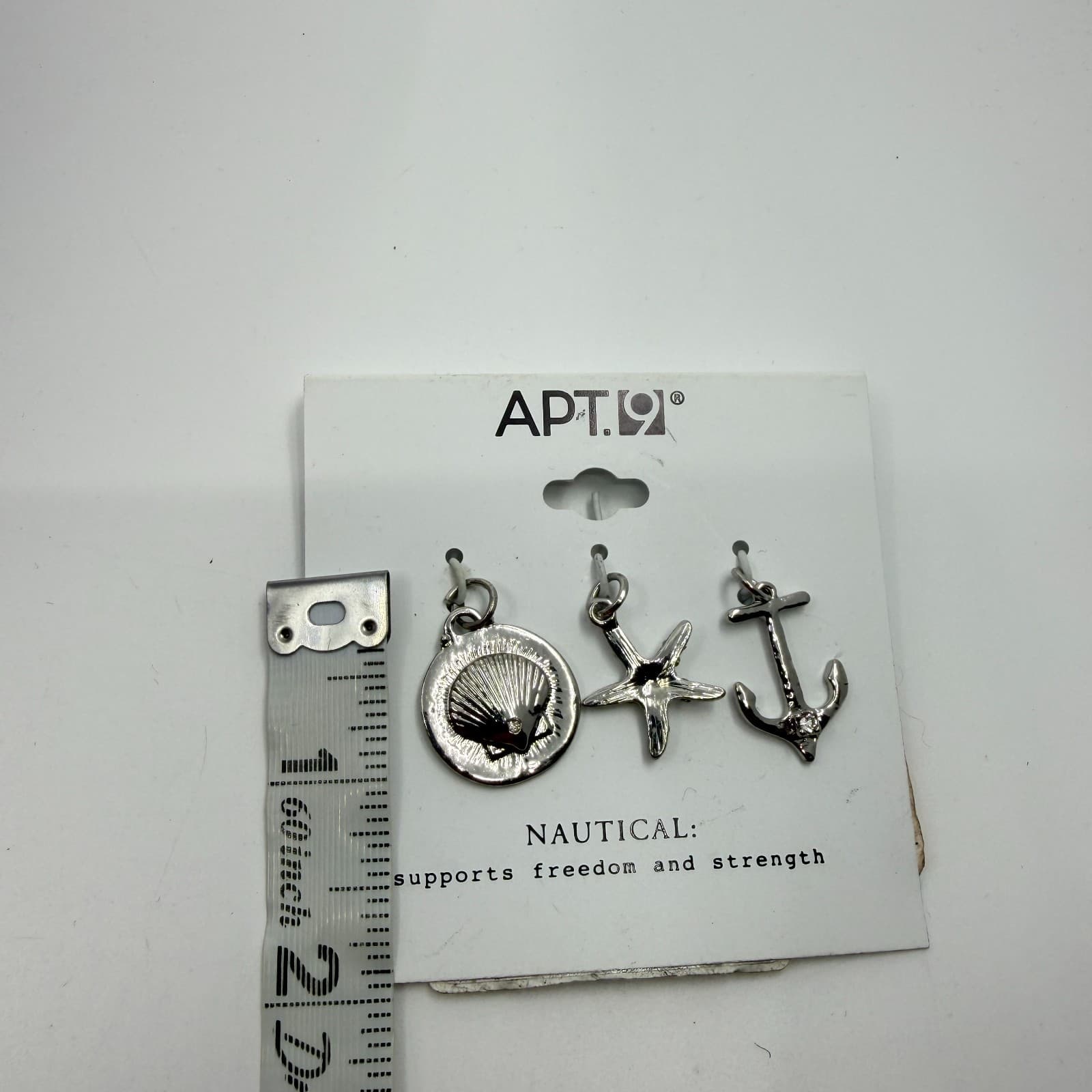 Apt 9 Silver Nautical Charm Set Shell Starfish Anchor Bohemian Christmas Gift - Thumbnail 6