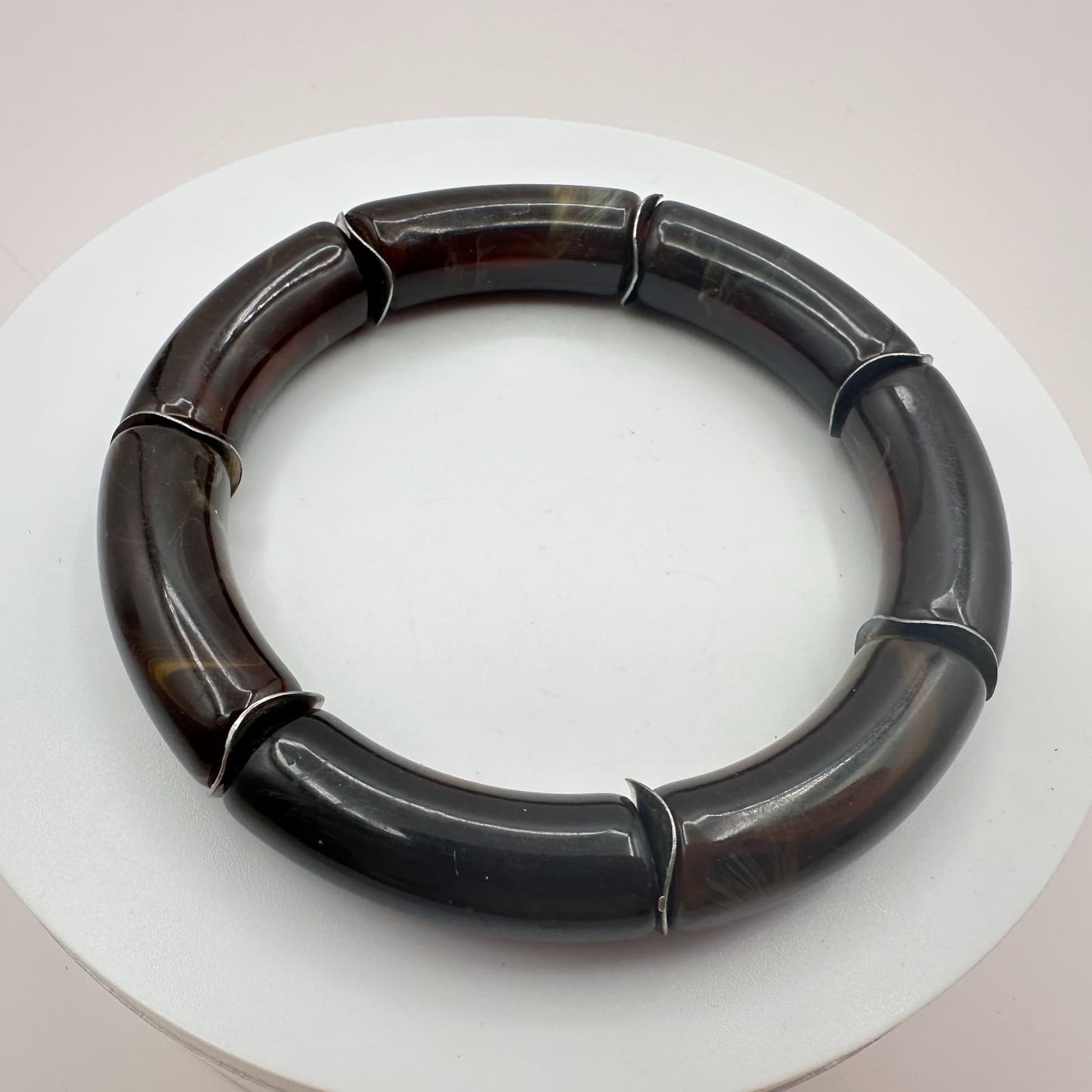 Vintage 90s Thick Tube Beaded Stretch Bracelet Minimalist Boho Women's Jewelry - Thumbnail 6