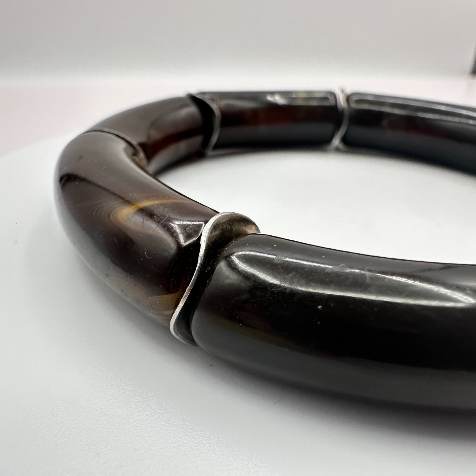 Vintage 90s Thick Tube Beaded Stretch Bracelet Minimalist Boho Women's Jewelry - Thumbnail 7