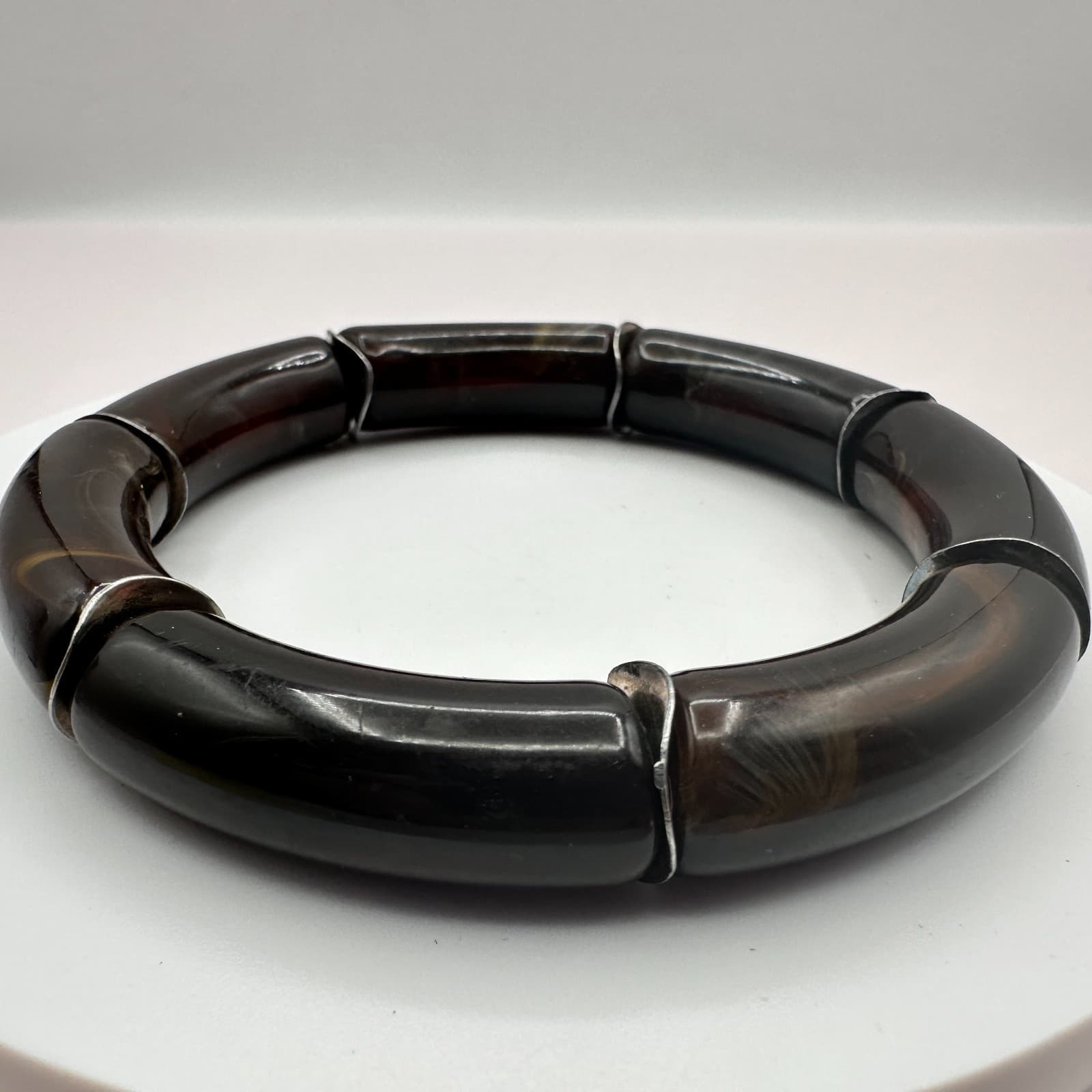 Vintage 90s Thick Tube Beaded Stretch Bracelet Minimalist Boho Women's Jewelry - Thumbnail 2