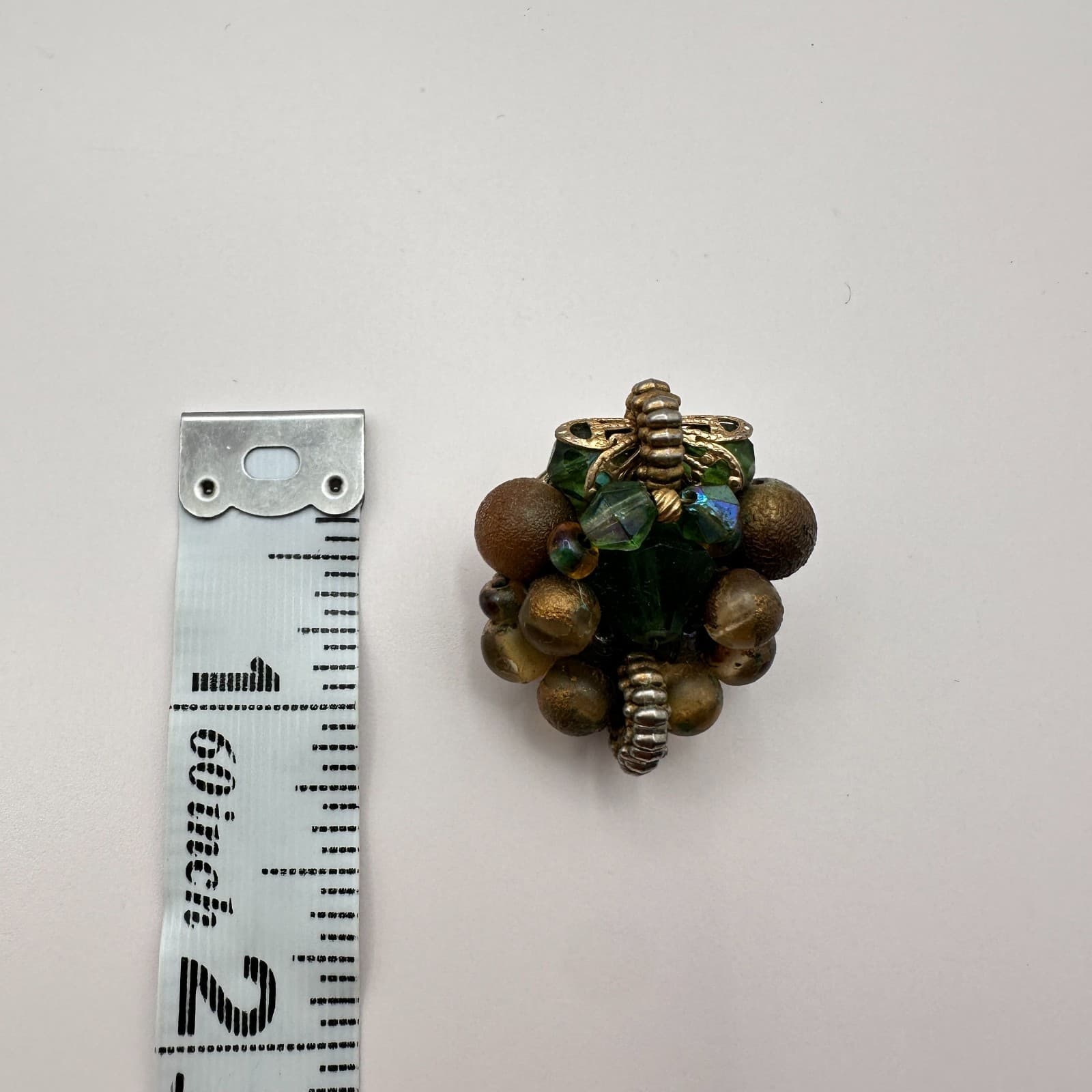 Vintage 80s Bee Cluster Earrings Aurora Borealis Glass Classic Fashion Jewelry - Thumbnail 6