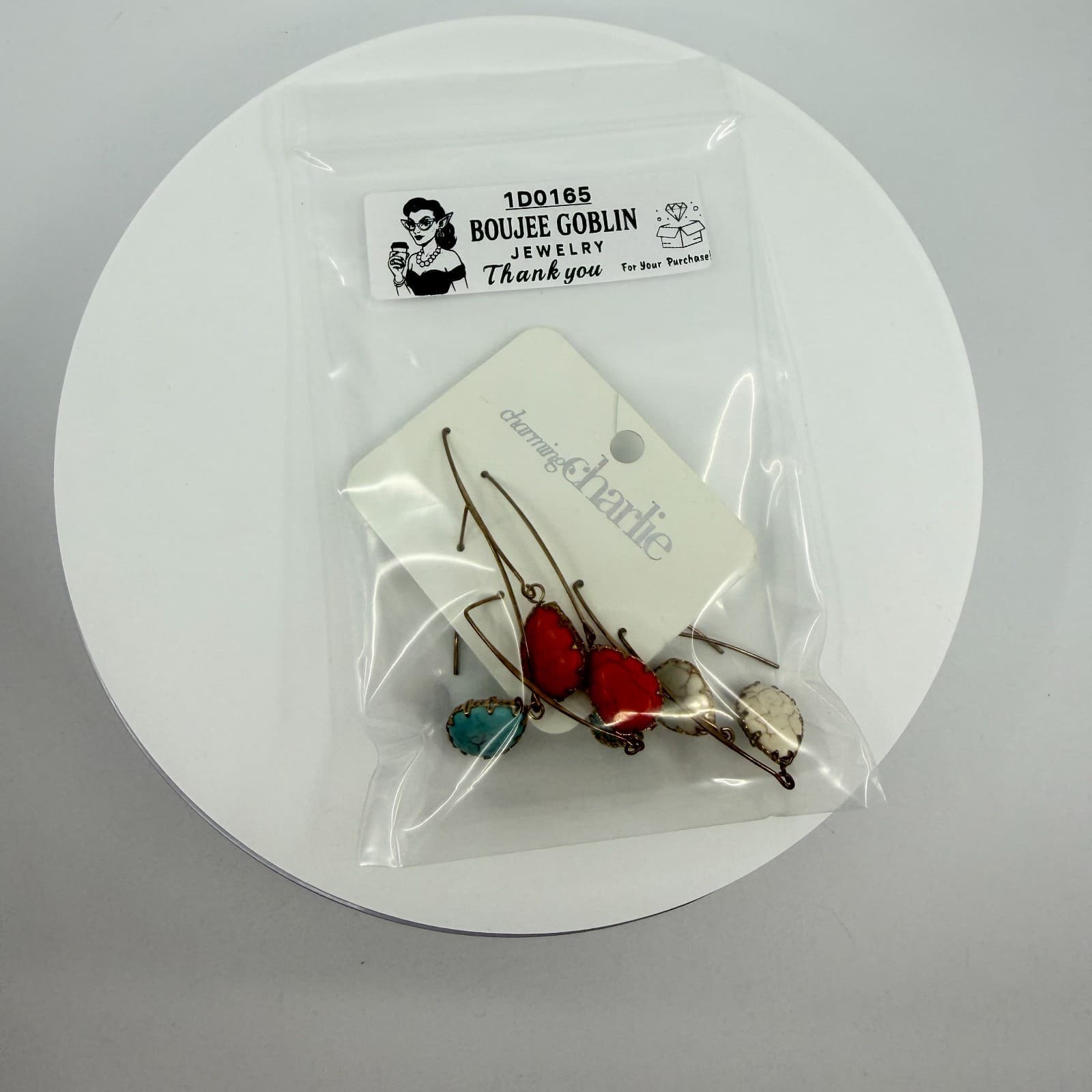 Charming Charlie Faux Turquoise Howlite Teardrop Dangle Earrings Set 3 Pairs Y2K - Thumbnail 8