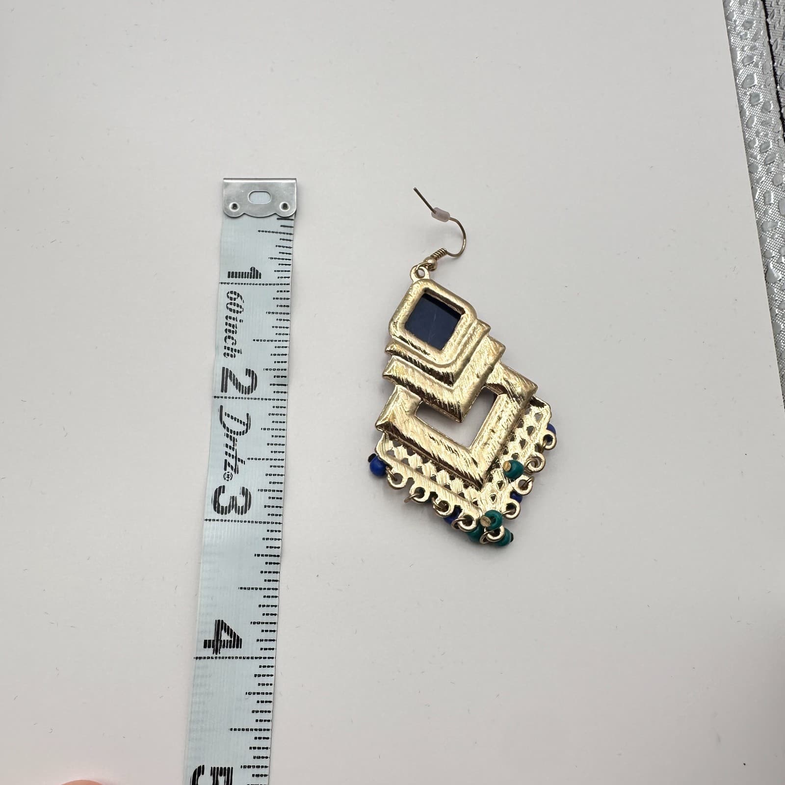 Vintage Y2K Rhinestone Beaded Chandelier Earrings Gold Tone Boho Women's Jewelry - Thumbnail 7