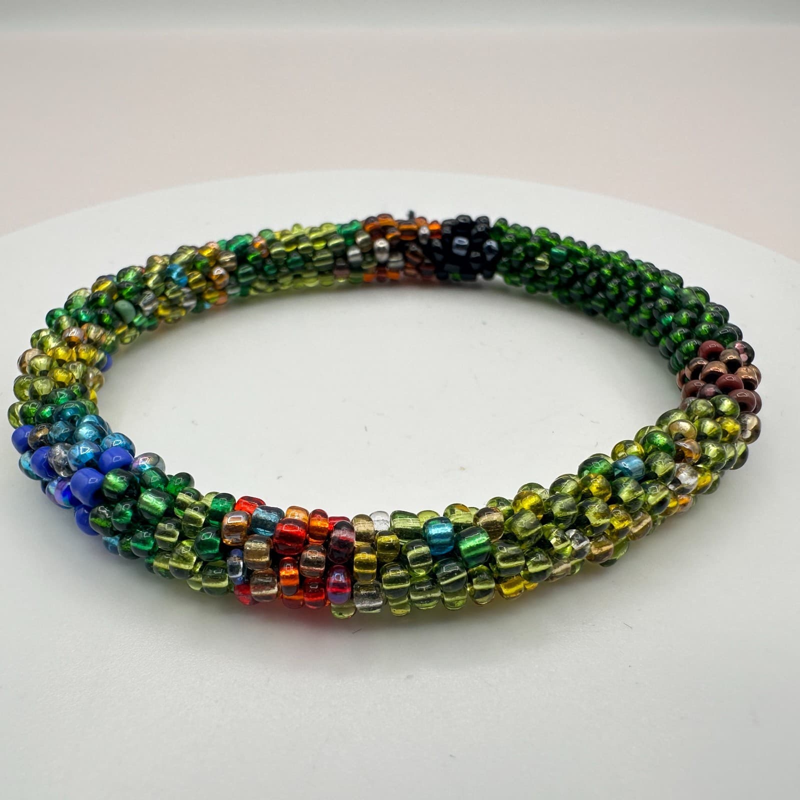 Vintage 90s Seed Beaded Rope Bracelet Boho Women's Classic Fashion Jewelry - Thumbnail 4