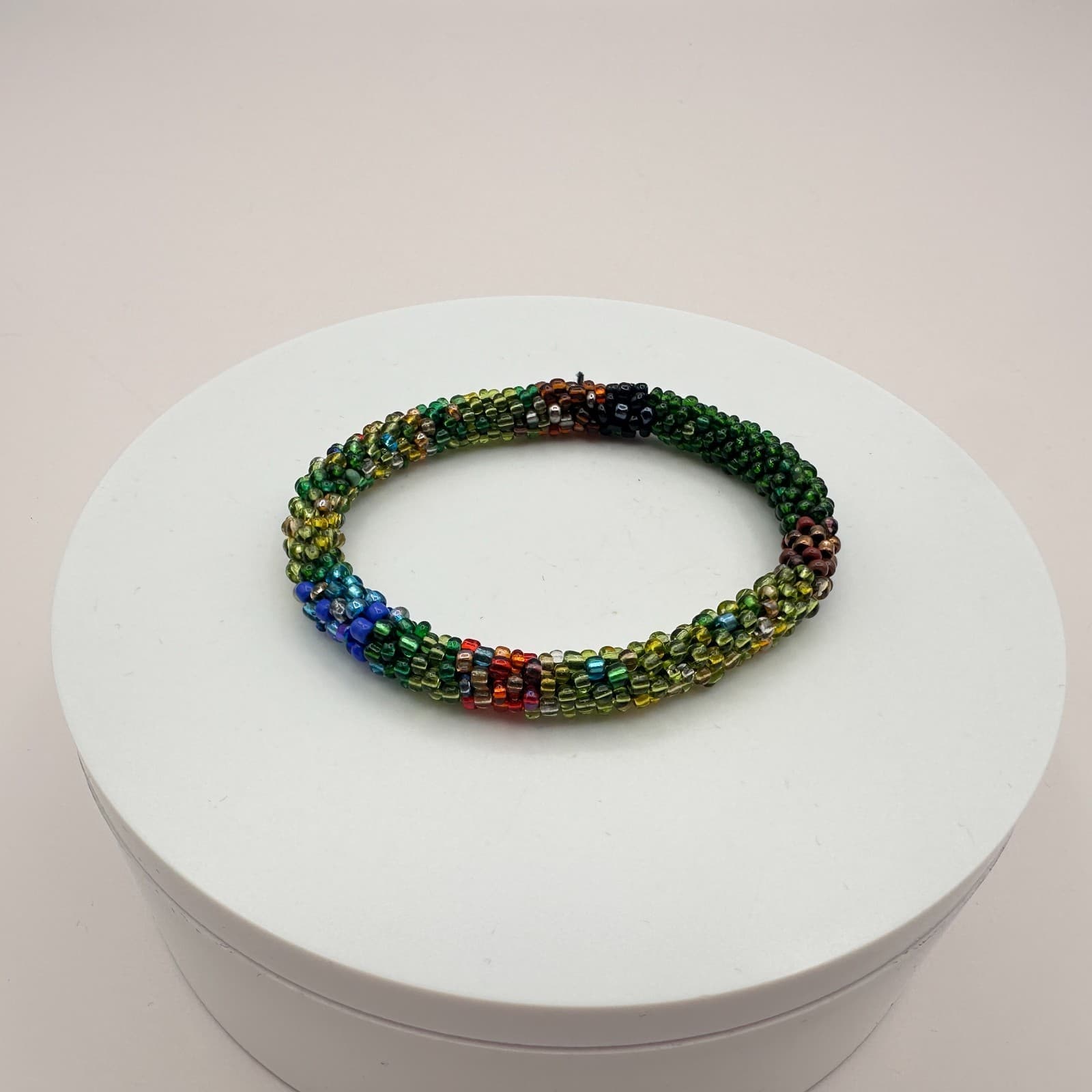 Vintage 90s Seed Beaded Rope Bracelet Boho Women's Classic Fashion Jewelry - Thumbnail 2