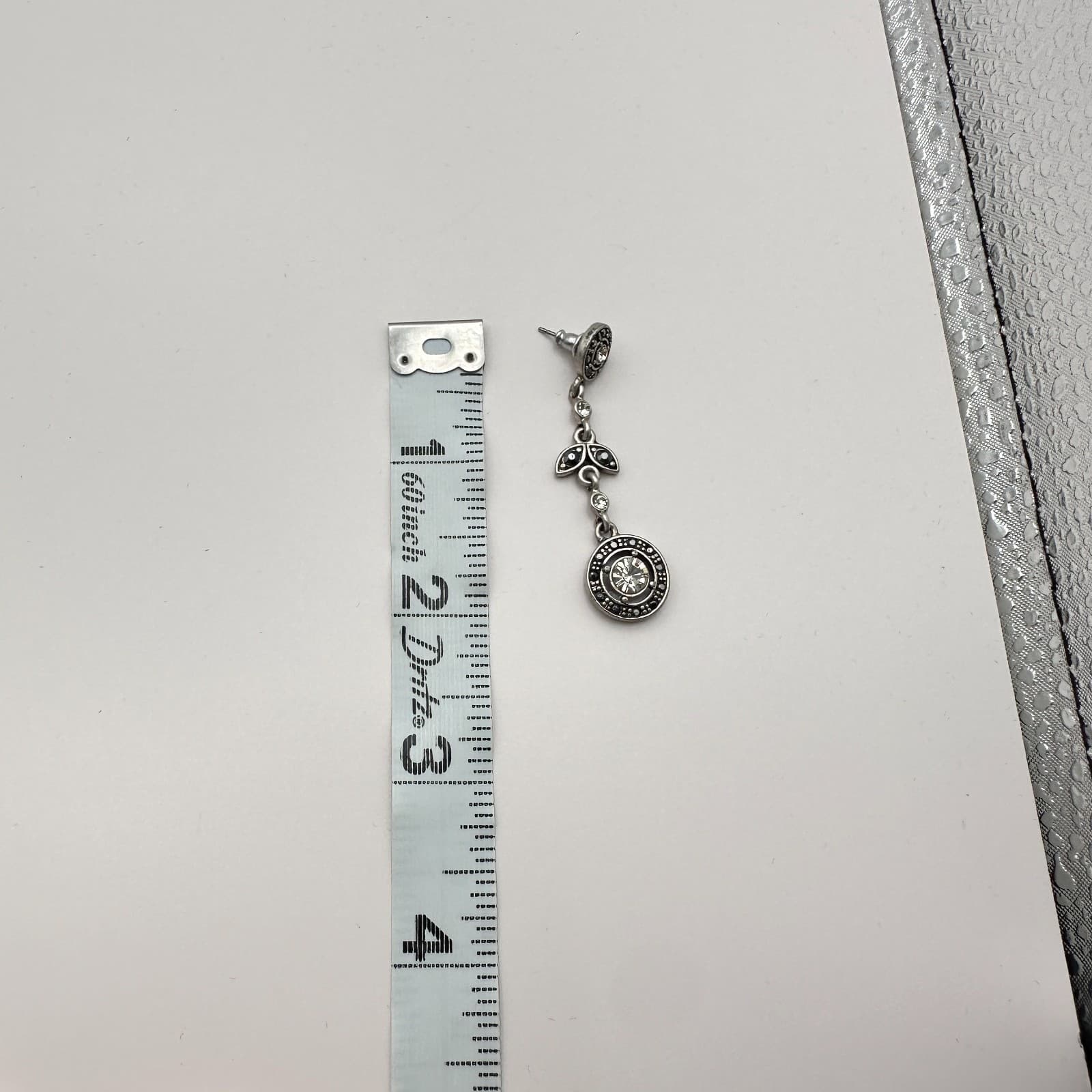Vintage Y2K Silver Tone Rhinestone Dangle Earrings Boho Women's Classic Jewelry - Thumbnail 6