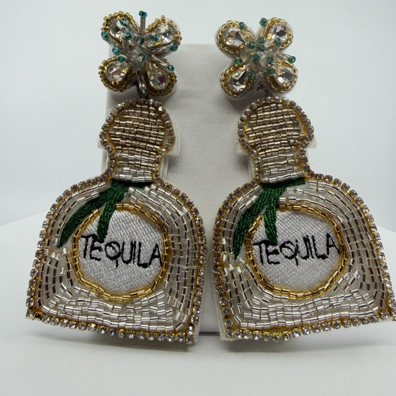 Beaded Tequila Bottle Statement Dangle Earrings Fun Cinco De Mayo Festival Gift - Thumbnail 7