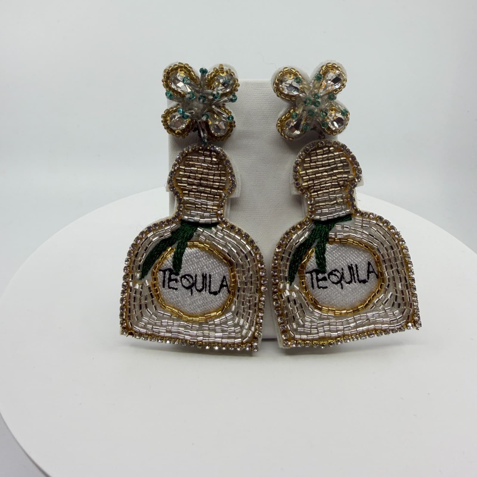 Beaded Tequila Bottle Statement Dangle Earrings Fun Cinco De Mayo Festival Gift - Thumbnail 5