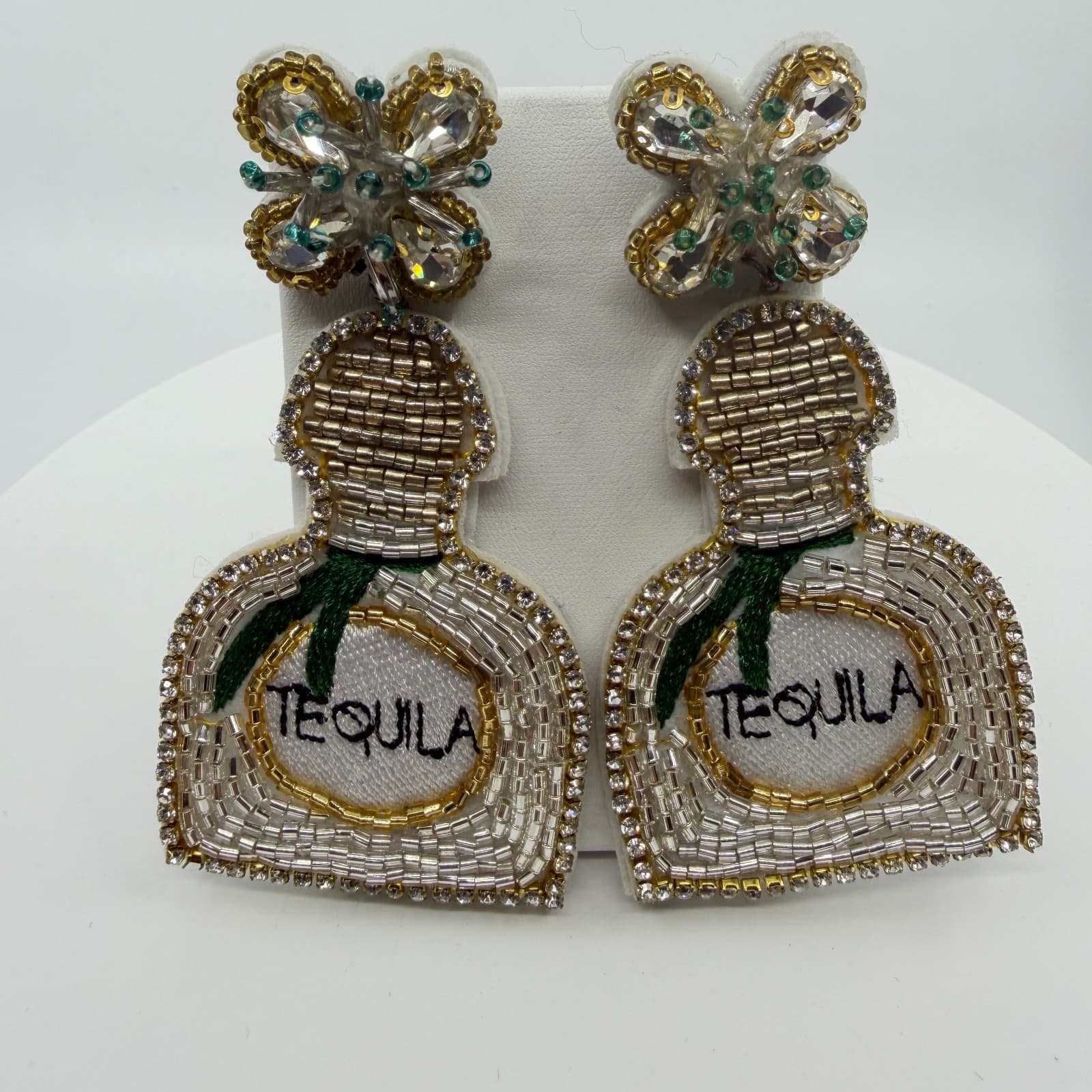 Beaded Tequila Bottle Statement Dangle Earrings Fun Cinco De Mayo Festival Gift - Thumbnail 6