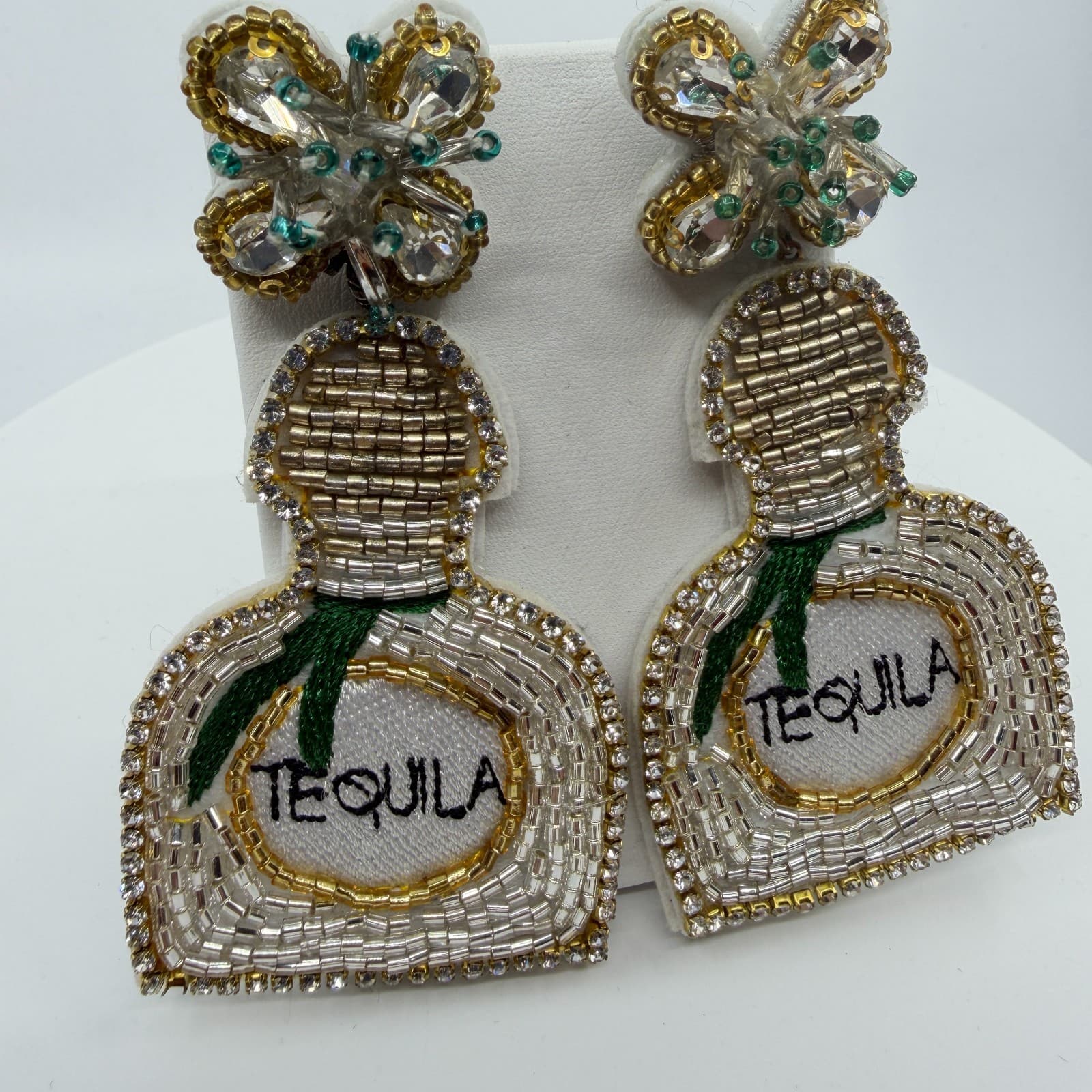 Beaded Tequila Bottle Statement Dangle Earrings Fun Cinco De Mayo Festival Gift - Thumbnail 8