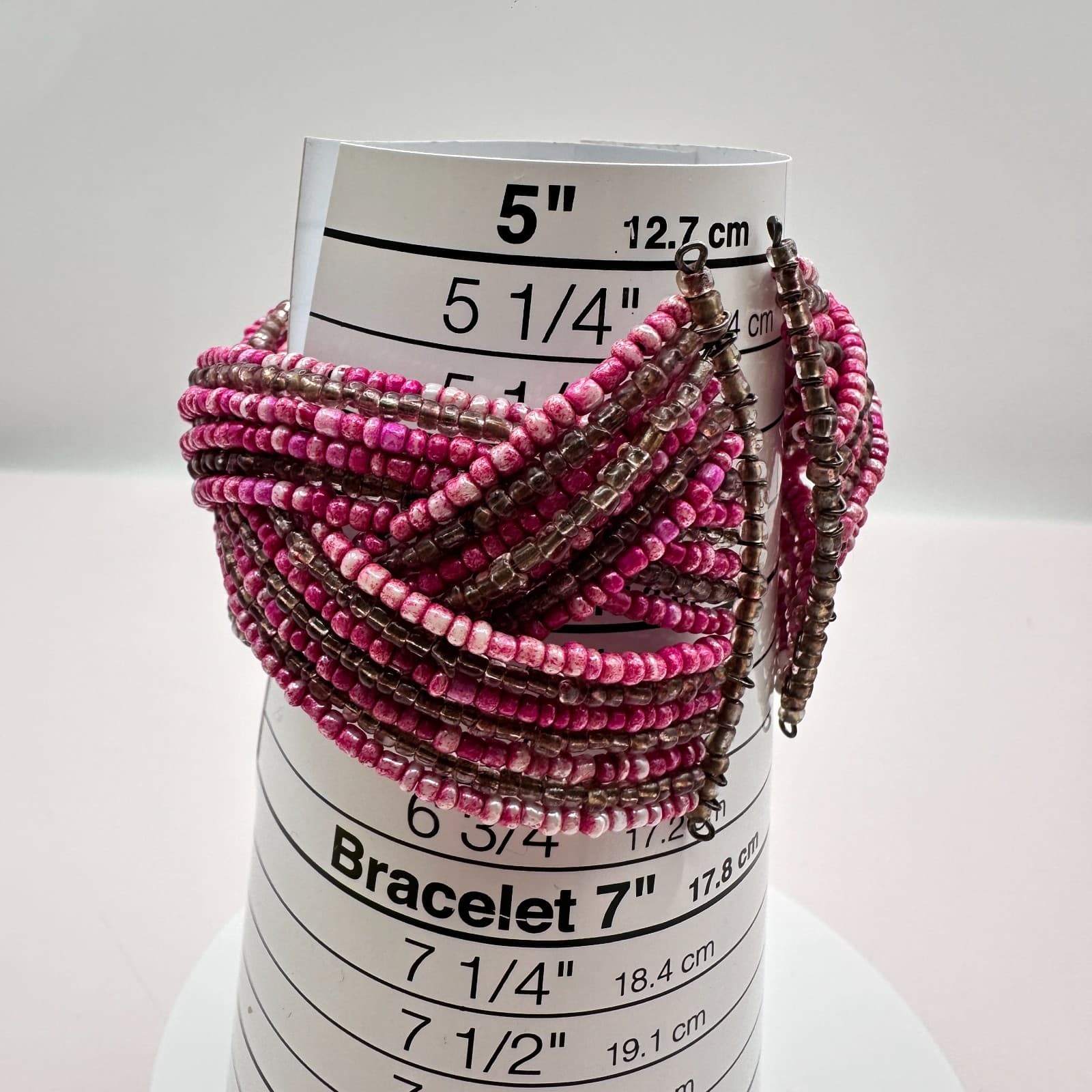 Vintage Y2K Multi Strand Beaded Memory Wire Cuff Bracelet Boho Statement Jewelry - Thumbnail 8